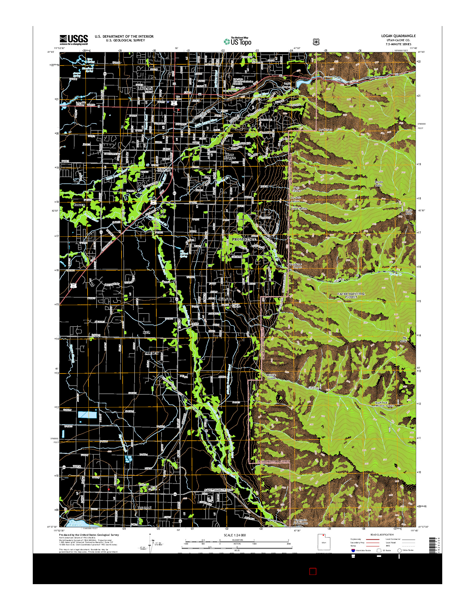 USGS US TOPO 7.5-MINUTE MAP FOR LOGAN, UT 2014