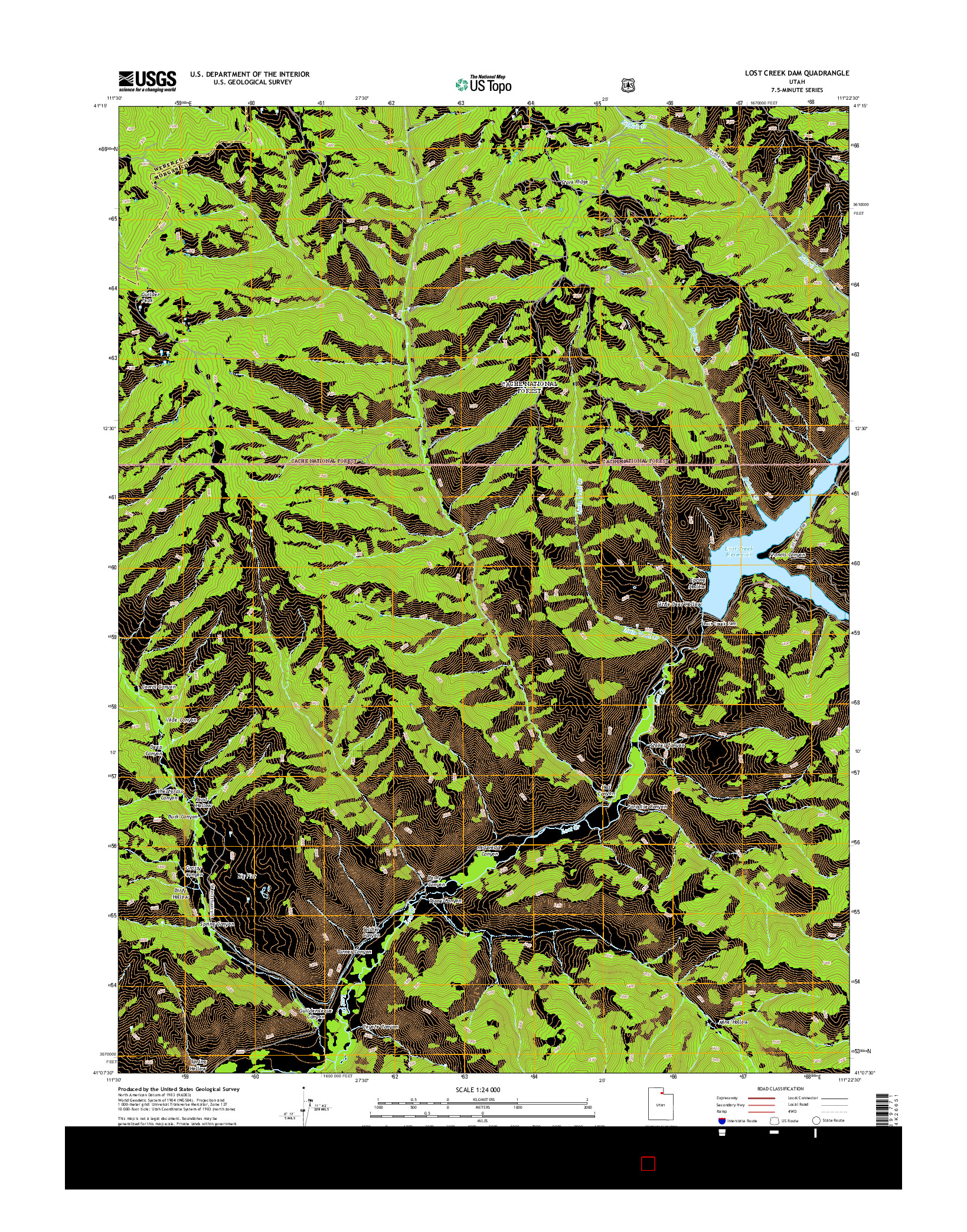 USGS US TOPO 7.5-MINUTE MAP FOR LOST CREEK DAM, UT 2014
