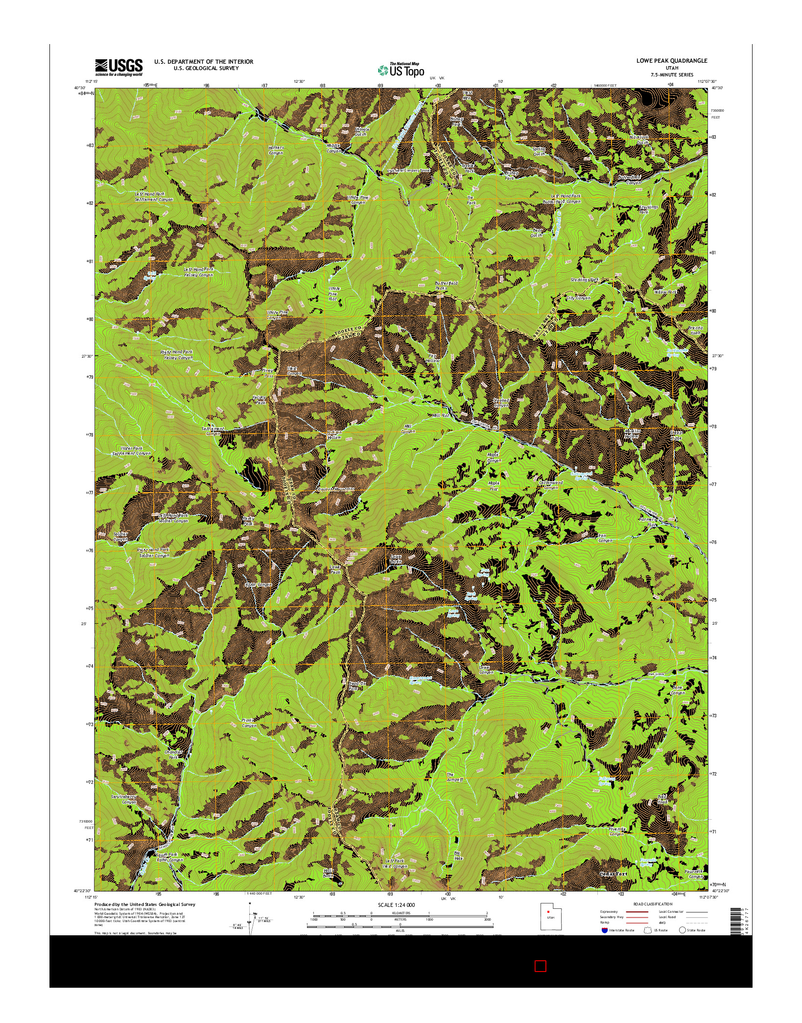 USGS US TOPO 7.5-MINUTE MAP FOR LOWE PEAK, UT 2014