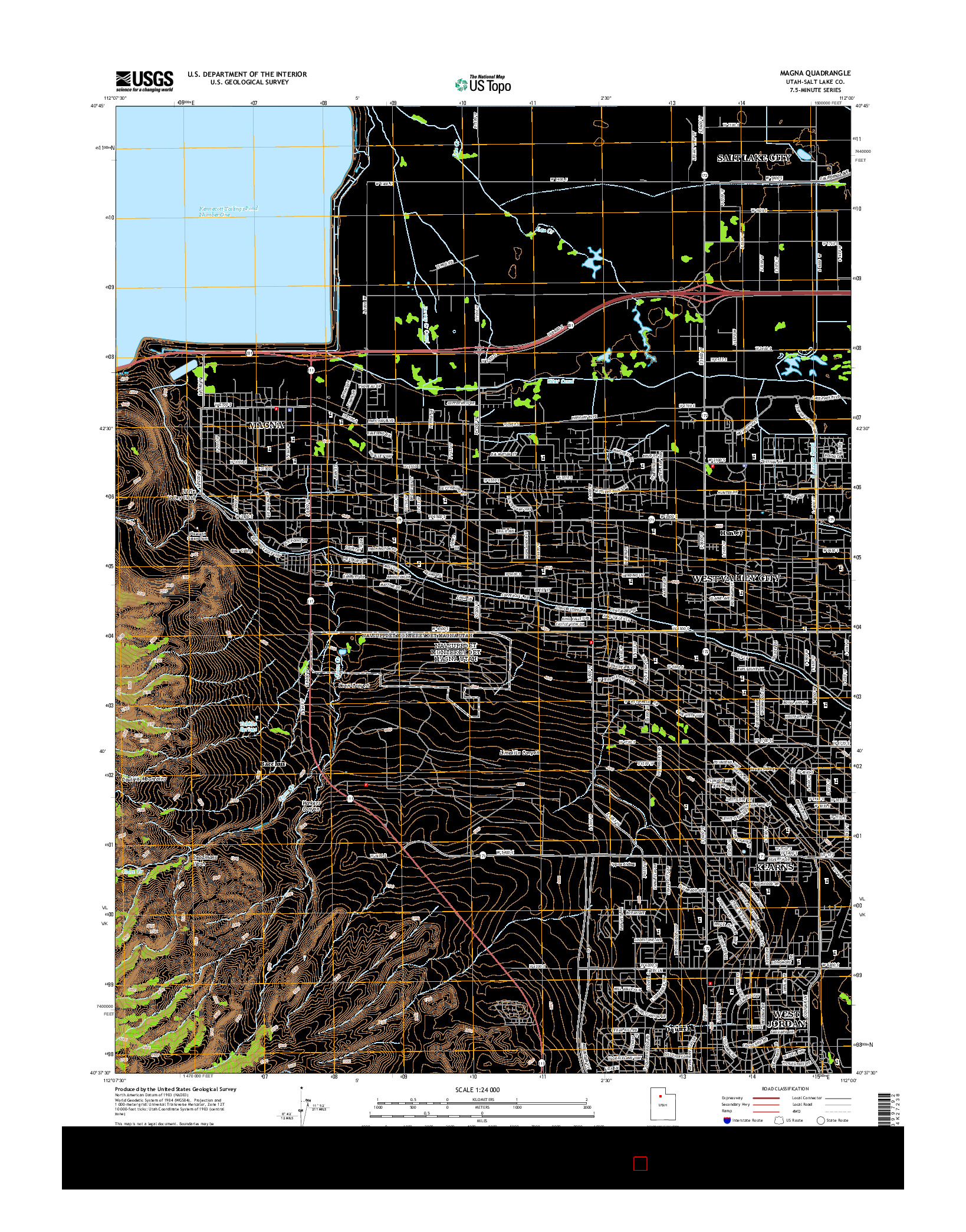 USGS US TOPO 7.5-MINUTE MAP FOR MAGNA, UT 2014