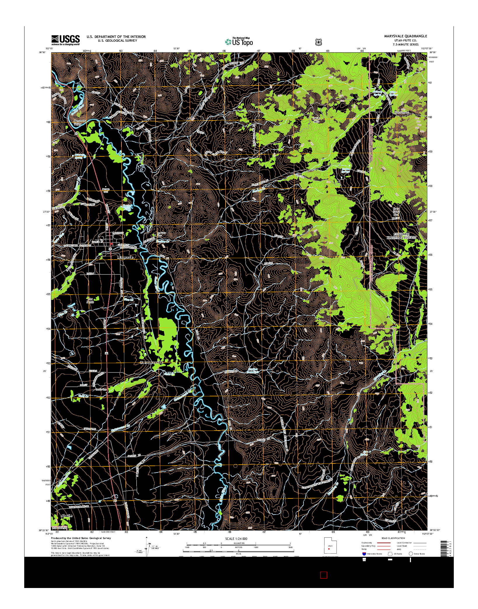 USGS US TOPO 7.5-MINUTE MAP FOR MARYSVALE, UT 2014