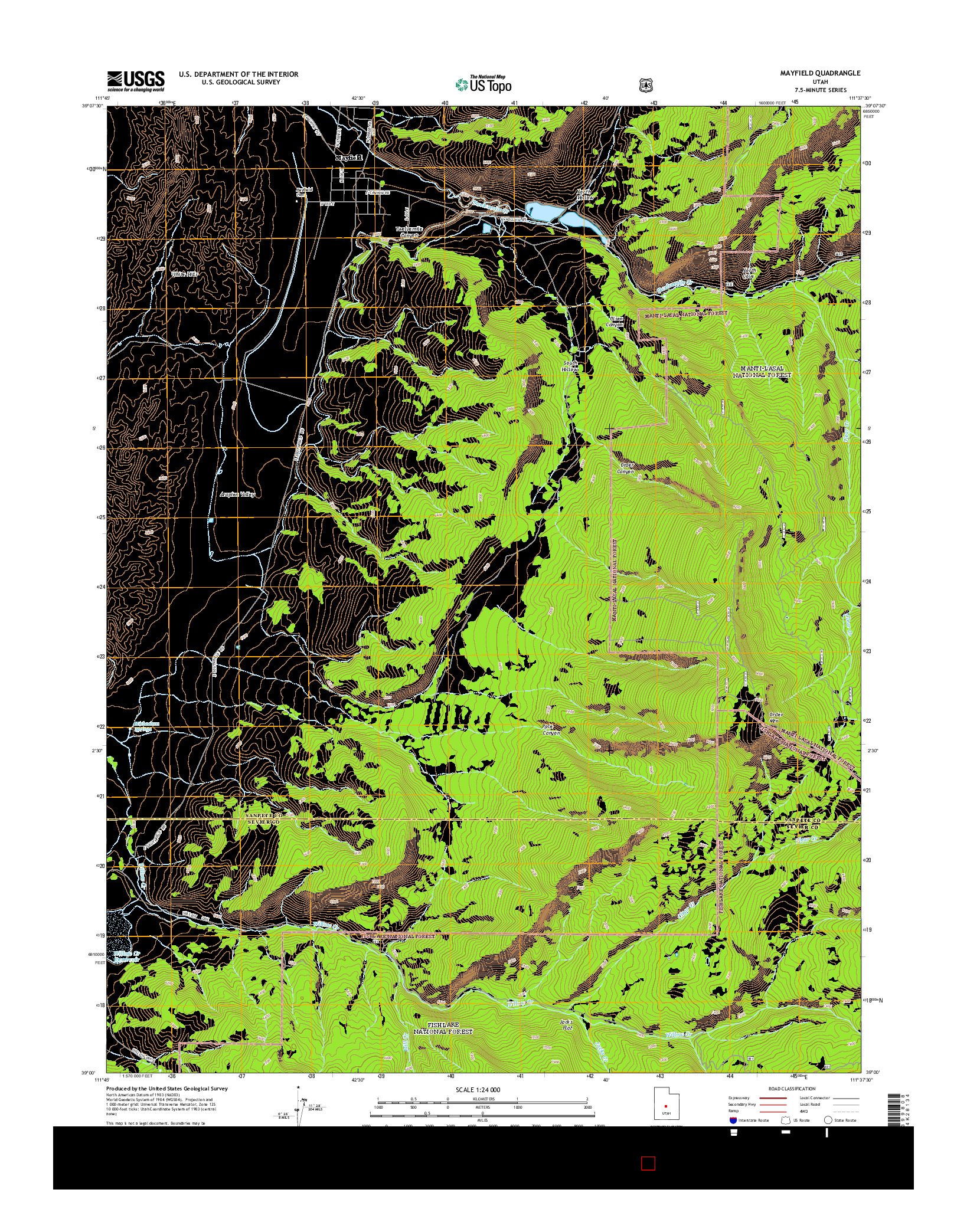 USGS US TOPO 7.5-MINUTE MAP FOR MAYFIELD, UT 2014