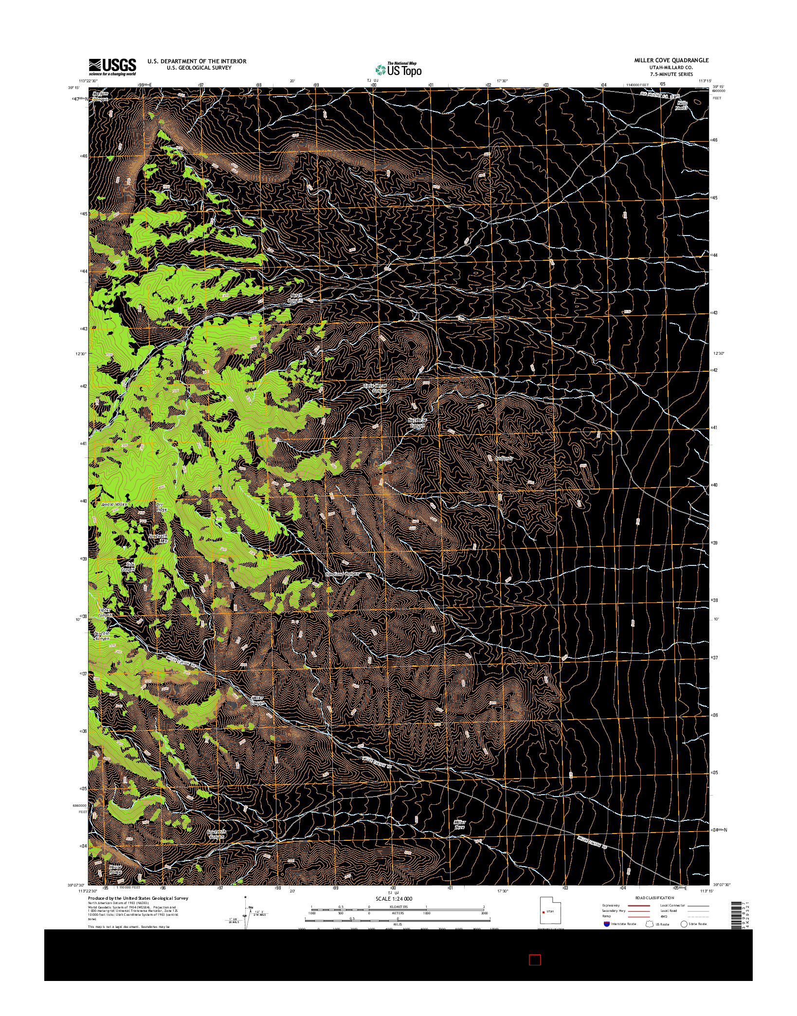 USGS US TOPO 7.5-MINUTE MAP FOR MILLER COVE, UT 2014
