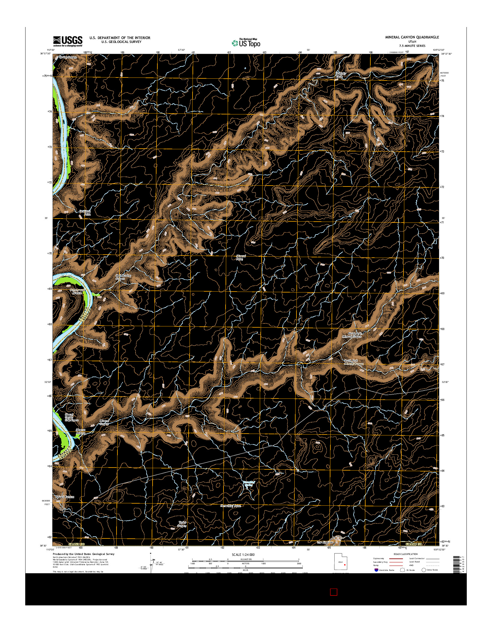 USGS US TOPO 7.5-MINUTE MAP FOR MINERAL CANYON, UT 2014