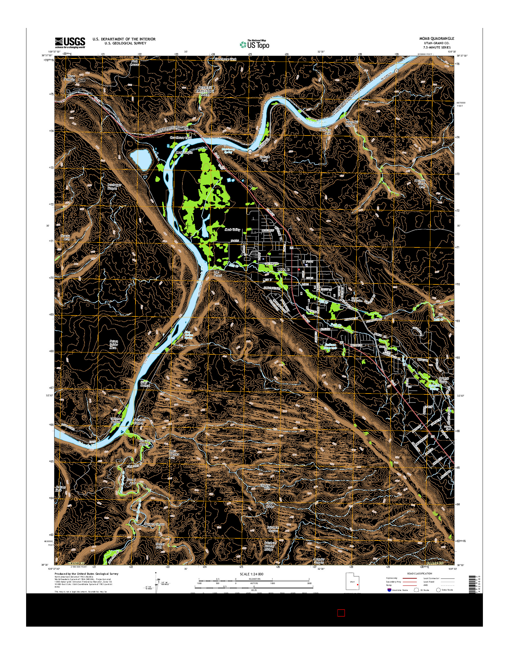 USGS US TOPO 7.5-MINUTE MAP FOR MOAB, UT 2014
