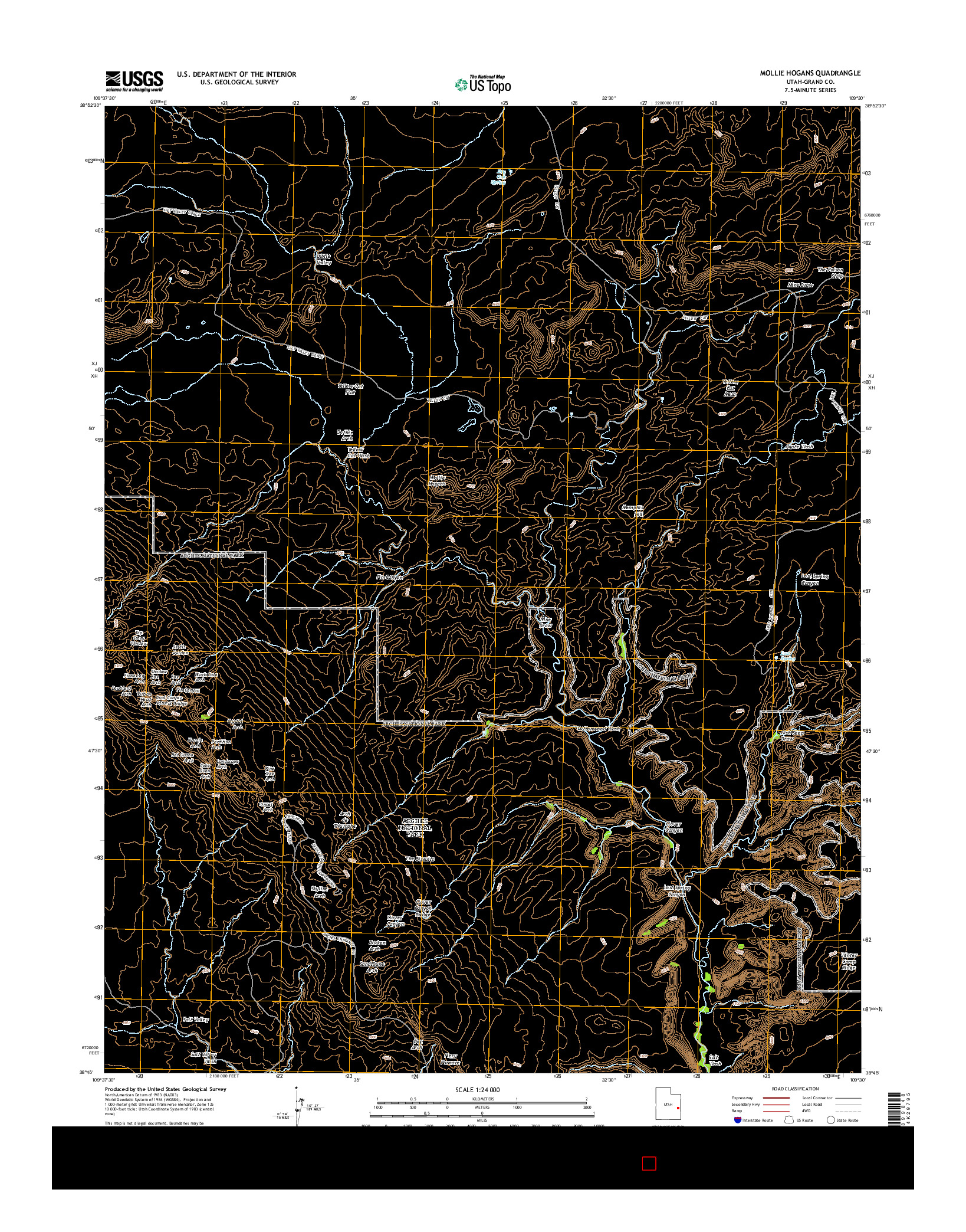 USGS US TOPO 7.5-MINUTE MAP FOR MOLLIE HOGANS, UT 2014