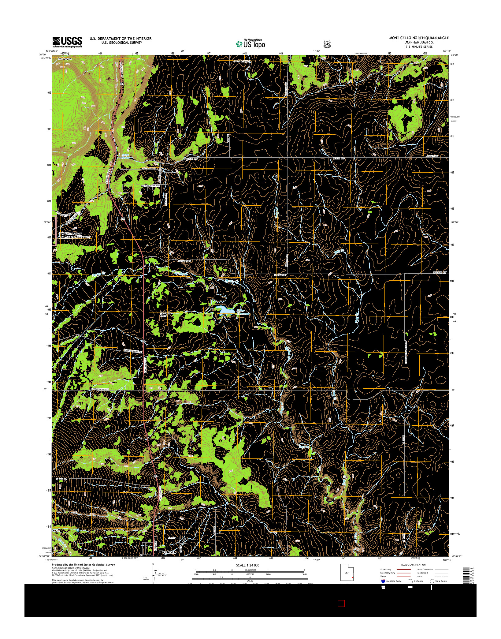 USGS US TOPO 7.5-MINUTE MAP FOR MONTICELLO NORTH, UT 2014