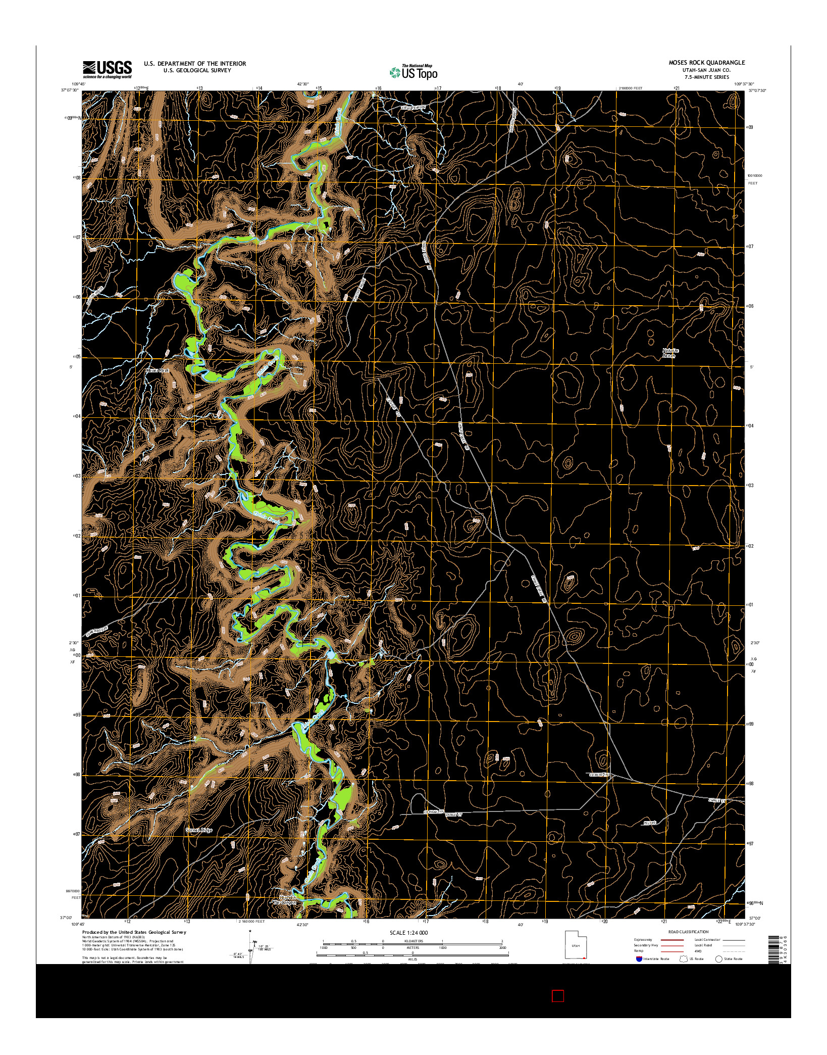 USGS US TOPO 7.5-MINUTE MAP FOR MOSES ROCK, UT 2014