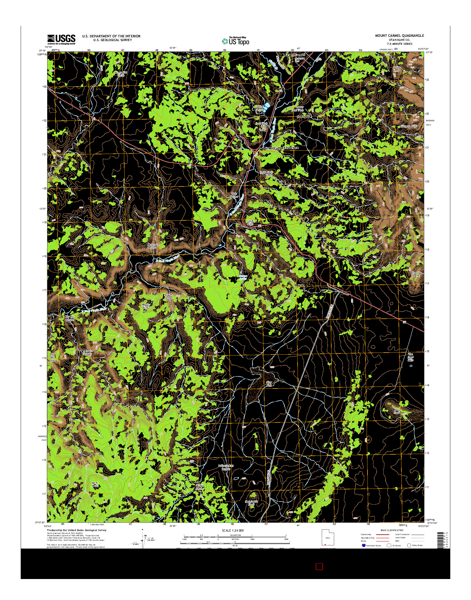USGS US TOPO 7.5-MINUTE MAP FOR MOUNT CARMEL, UT 2014