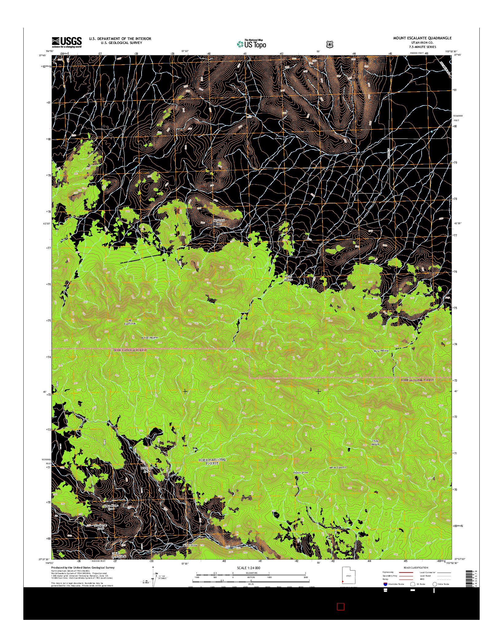 USGS US TOPO 7.5-MINUTE MAP FOR MOUNT ESCALANTE, UT 2014
