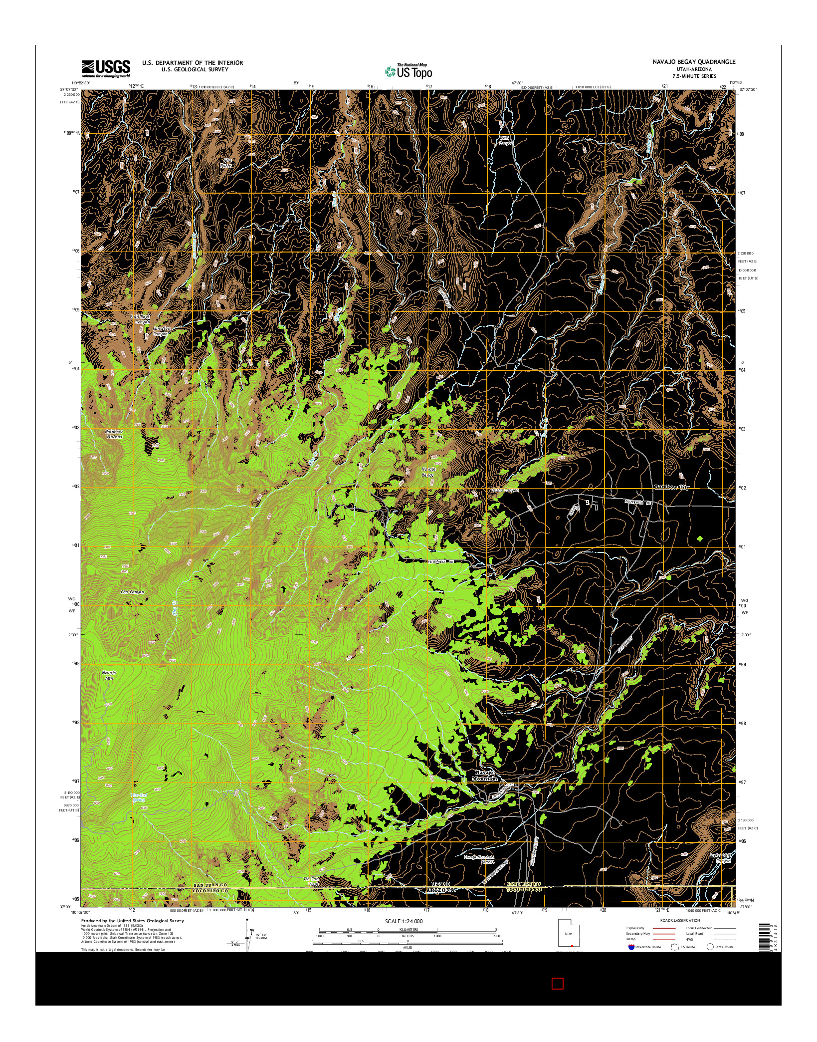 USGS US TOPO 7.5-MINUTE MAP FOR NAVAJO BEGAY, UT-AZ 2014