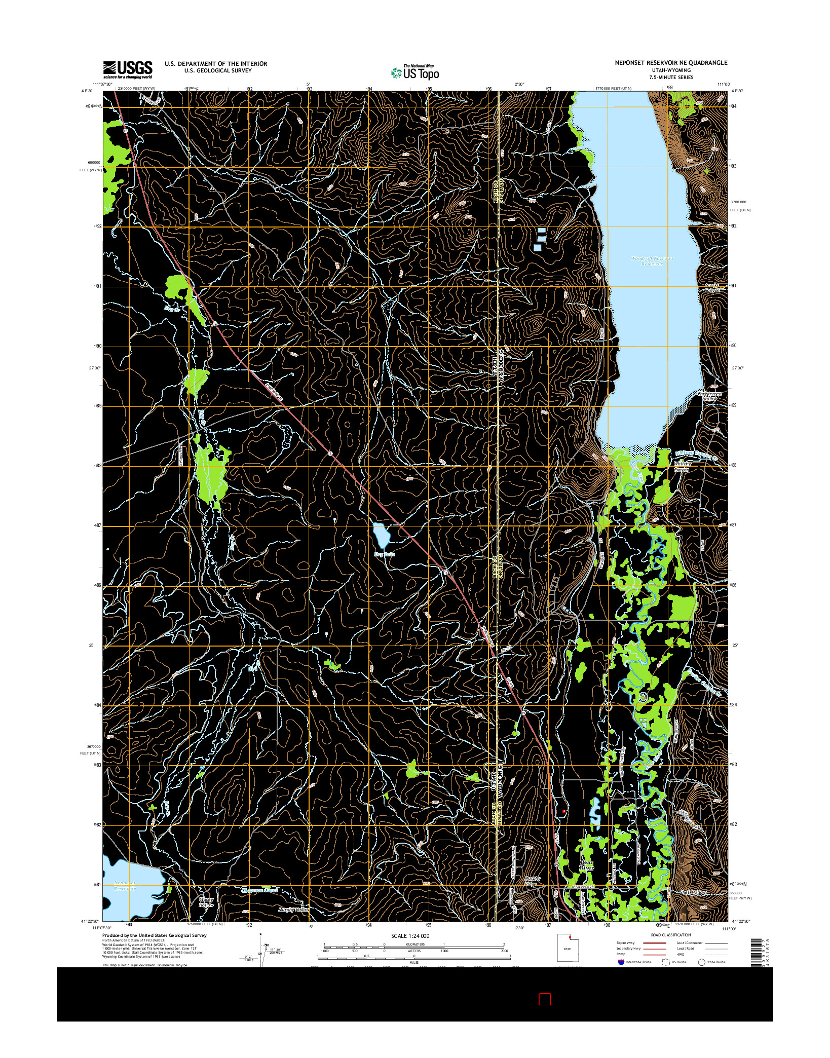 USGS US TOPO 7.5-MINUTE MAP FOR NEPONSET RESERVOIR NE, UT-WY 2014