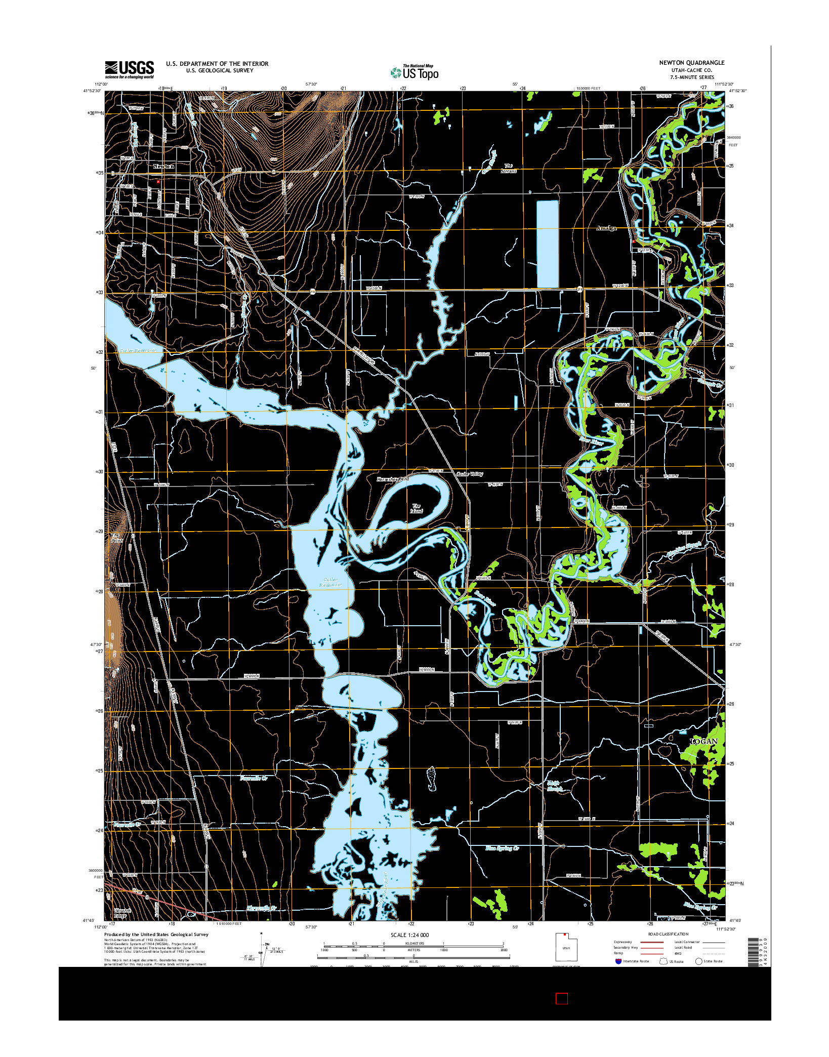 USGS US TOPO 7.5-MINUTE MAP FOR NEWTON, UT 2014