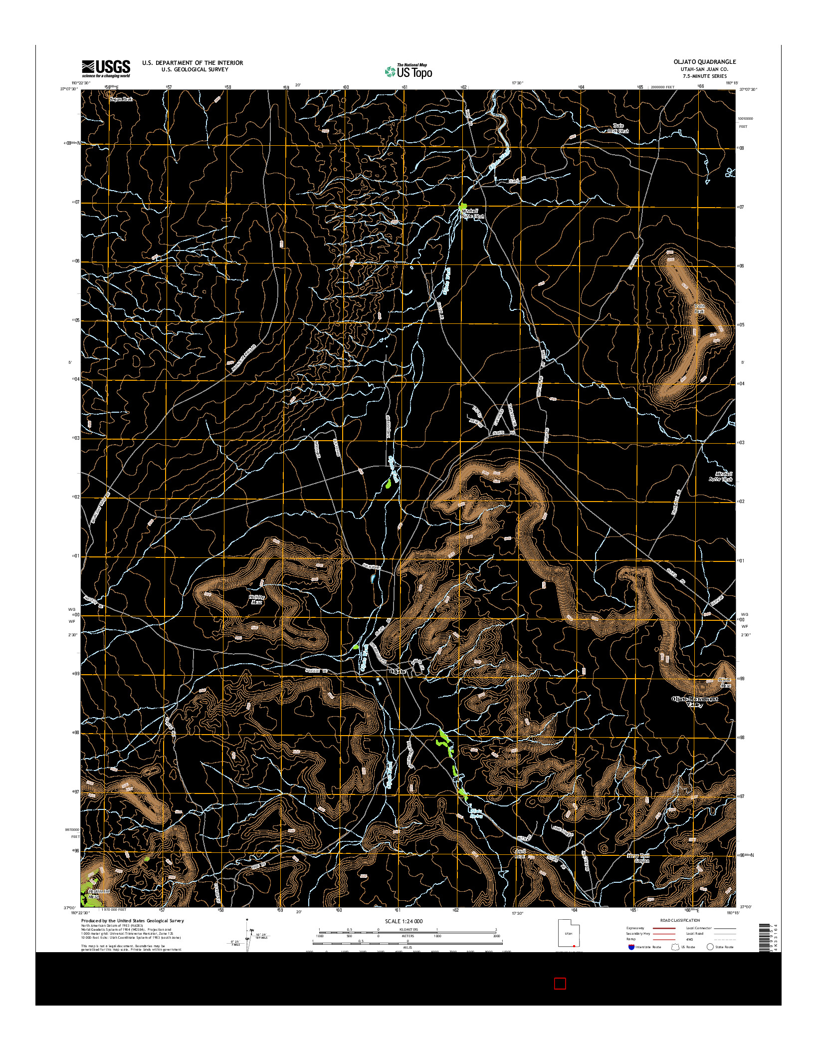 USGS US TOPO 7.5-MINUTE MAP FOR OLJATO, UT 2014