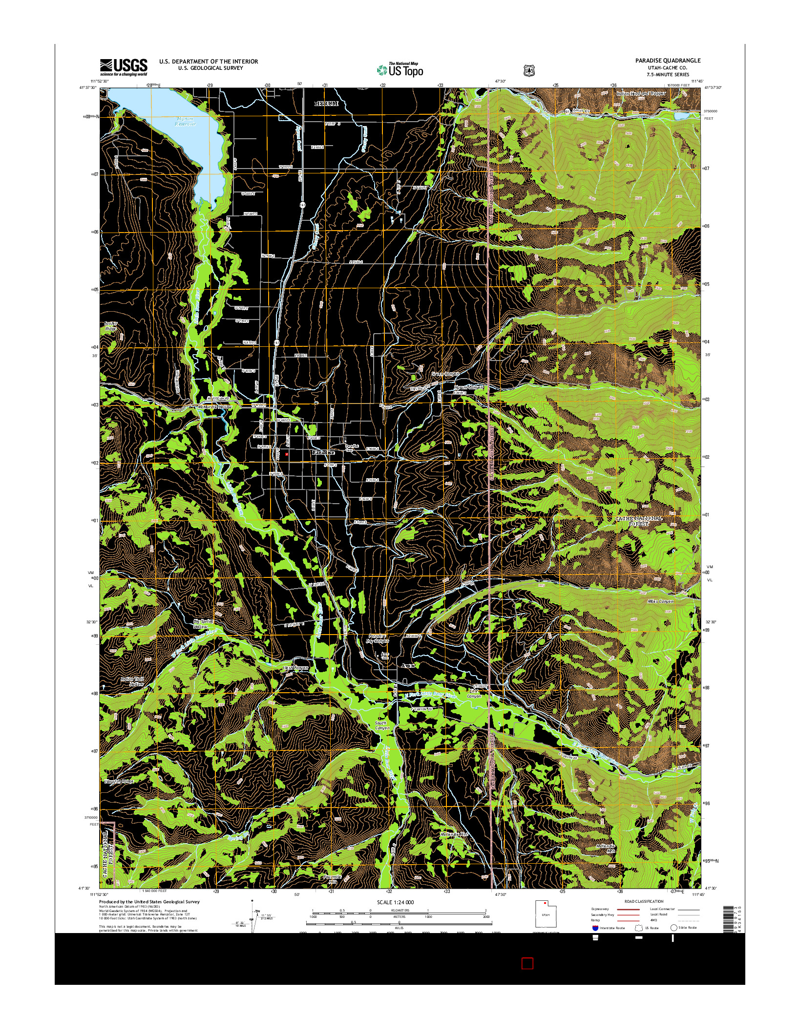 USGS US TOPO 7.5-MINUTE MAP FOR PARADISE, UT 2014