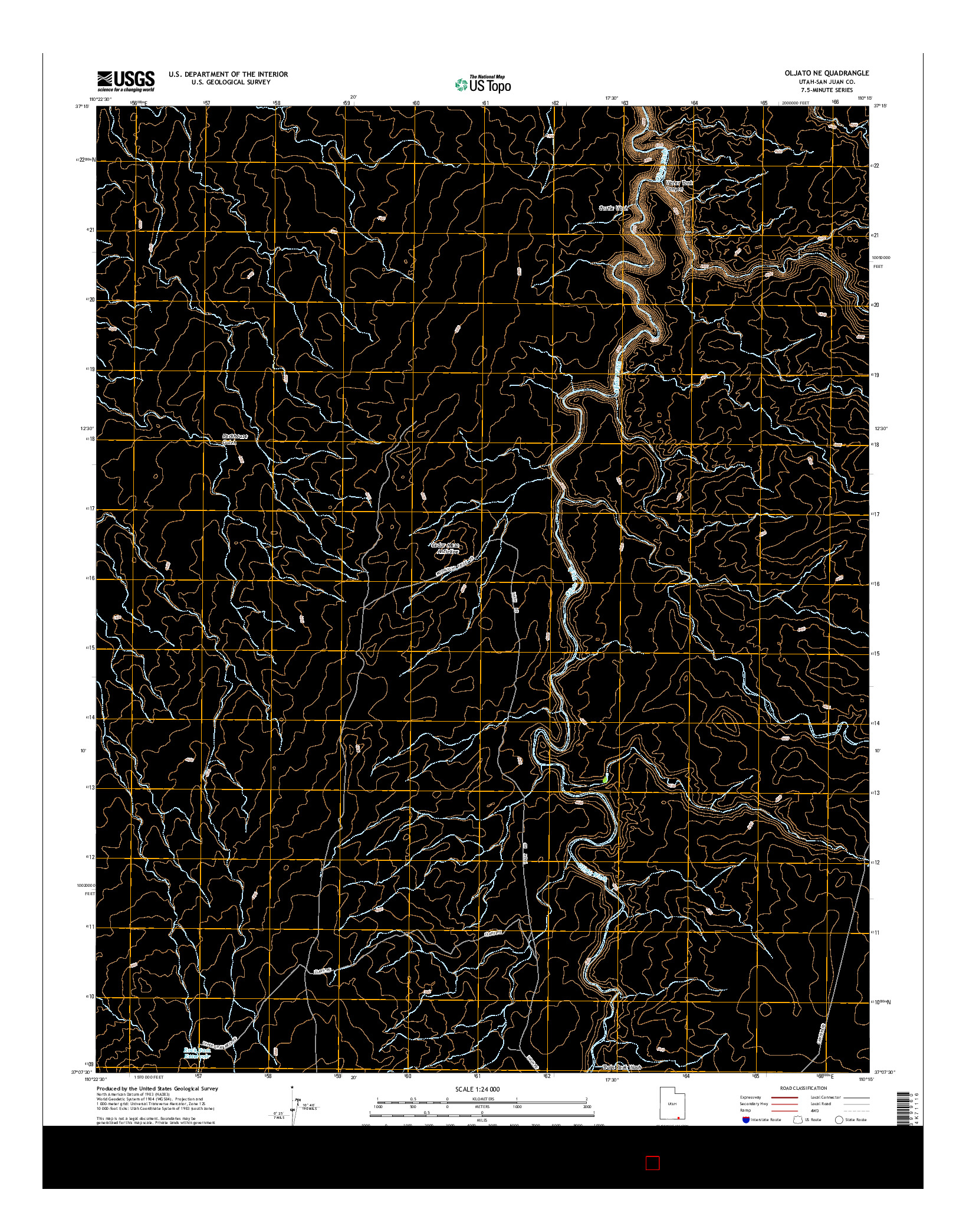 USGS US TOPO 7.5-MINUTE MAP FOR OLJATO NE, UT 2014