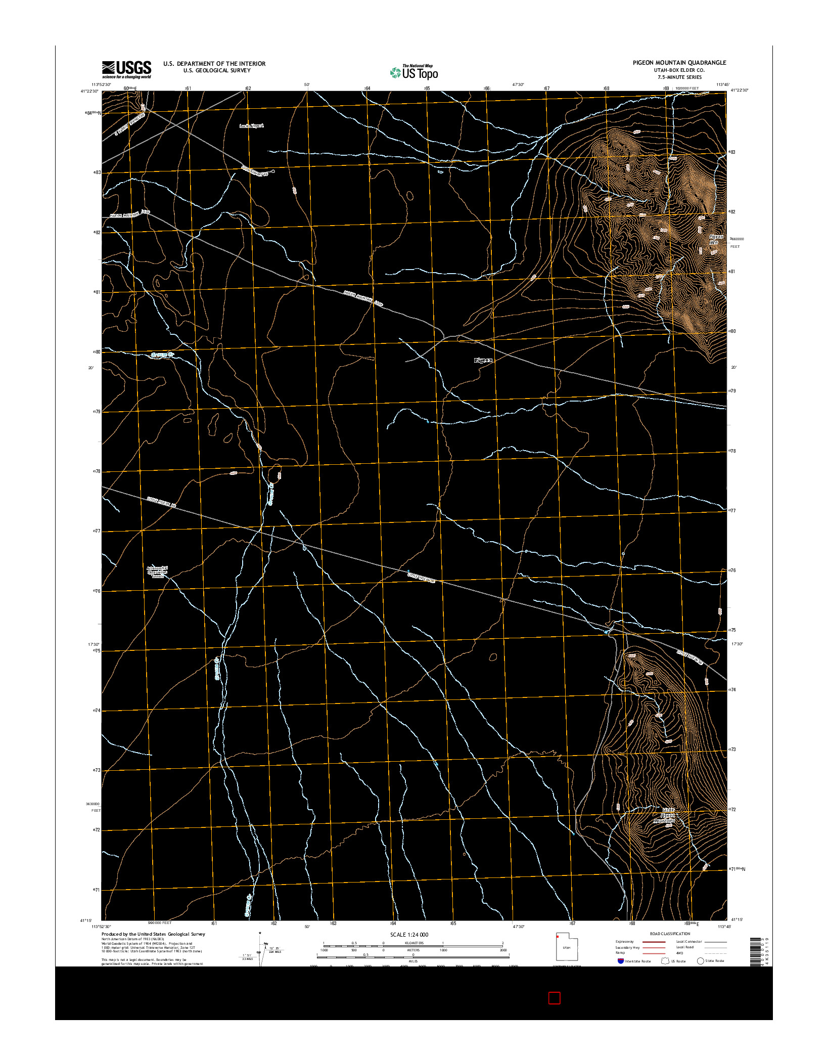 USGS US TOPO 7.5-MINUTE MAP FOR PIGEON MOUNTAIN, UT 2014