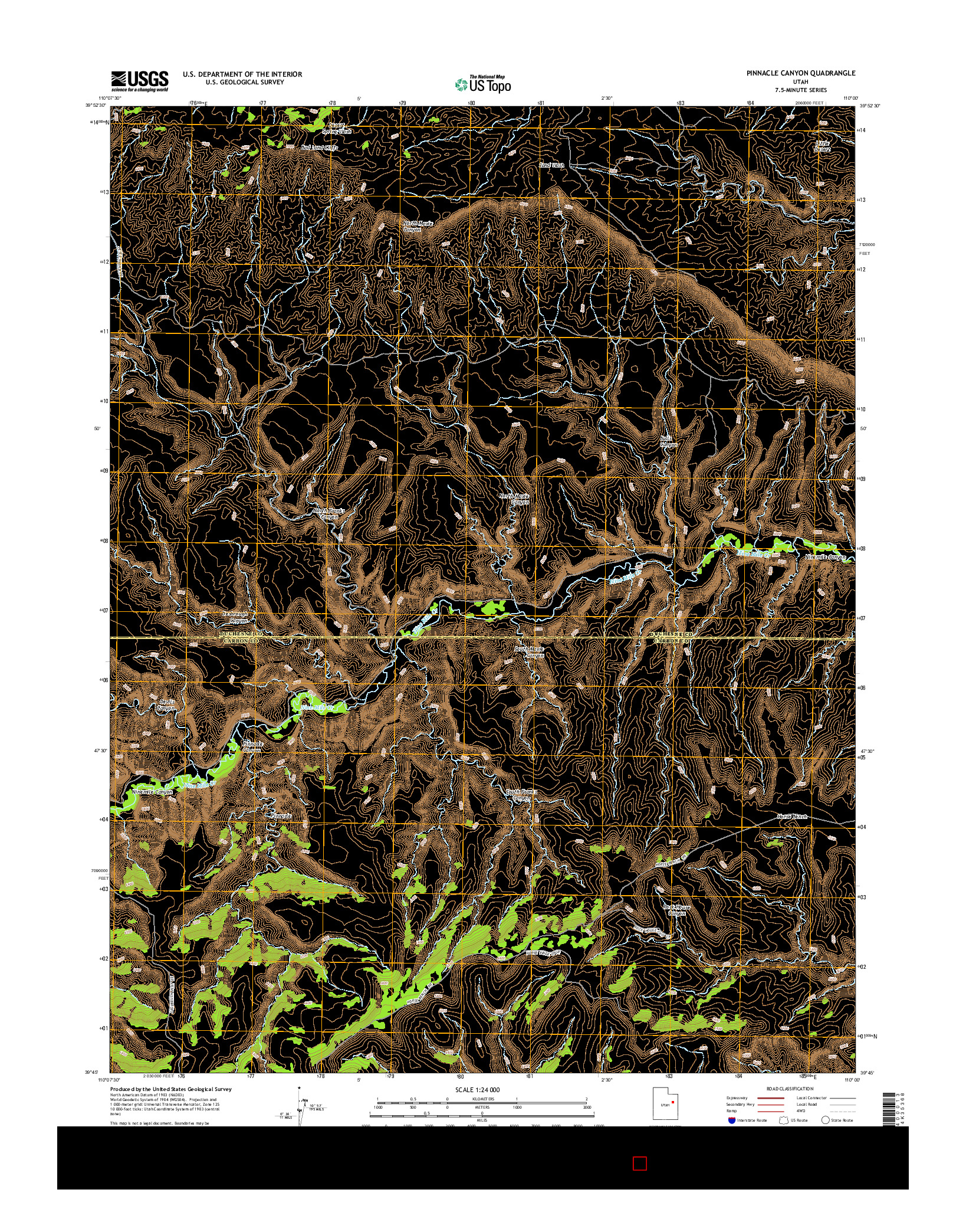 USGS US TOPO 7.5-MINUTE MAP FOR PINNACLE CANYON, UT 2014
