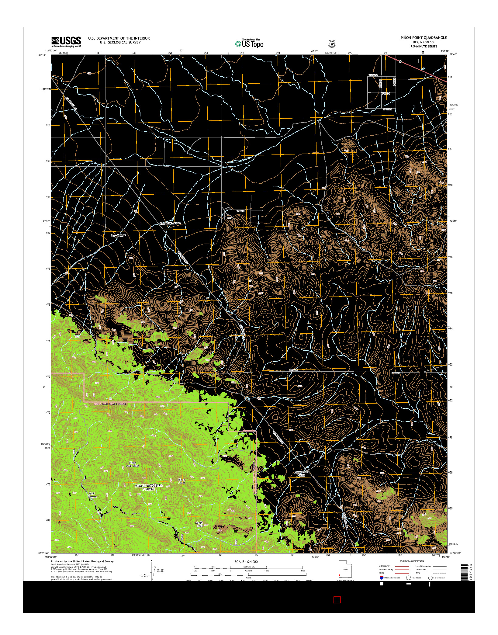 USGS US TOPO 7.5-MINUTE MAP FOR PIñON POINT, UT 2014