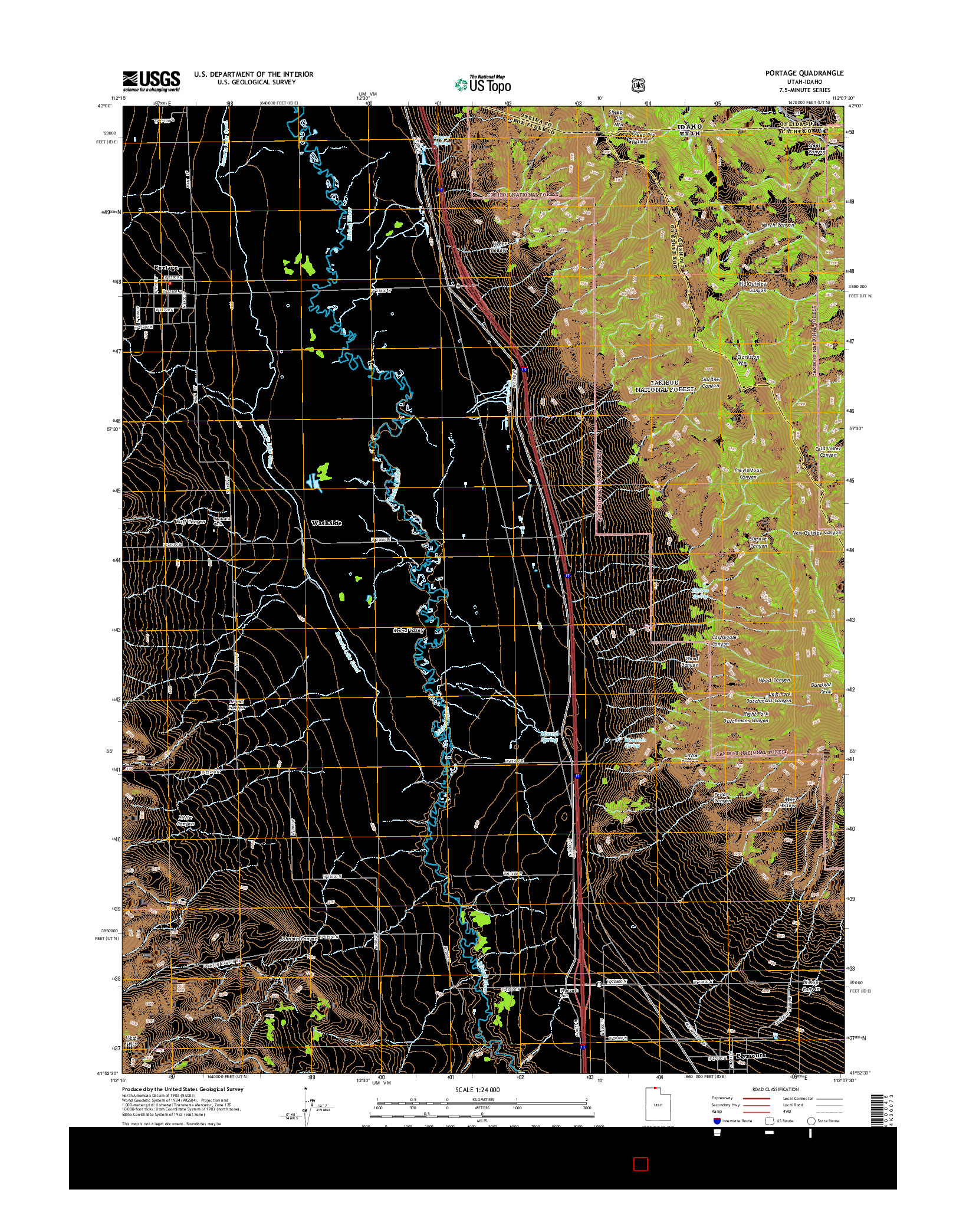 USGS US TOPO 7.5-MINUTE MAP FOR PORTAGE, UT-ID 2014