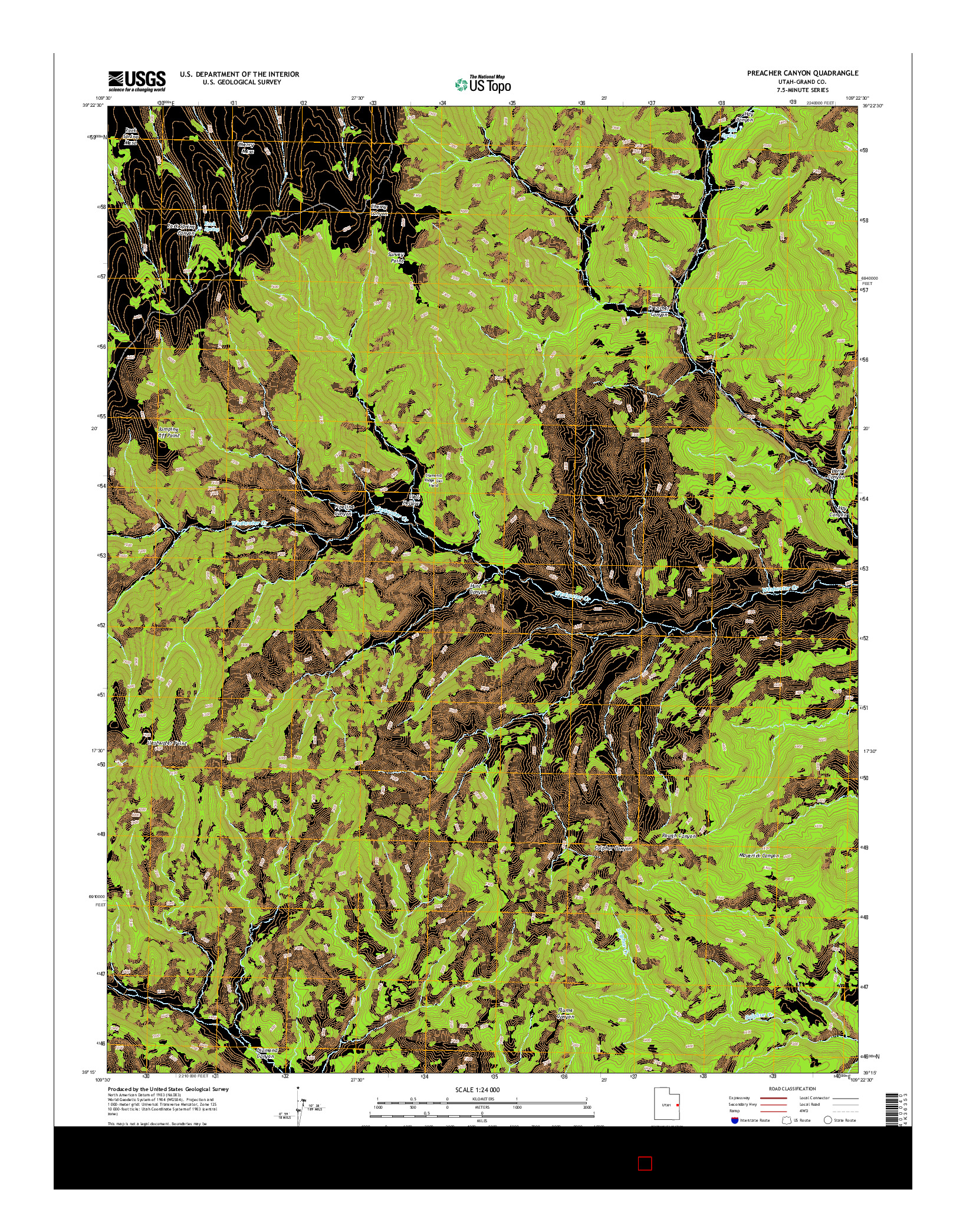 USGS US TOPO 7.5-MINUTE MAP FOR PREACHER CANYON, UT 2014