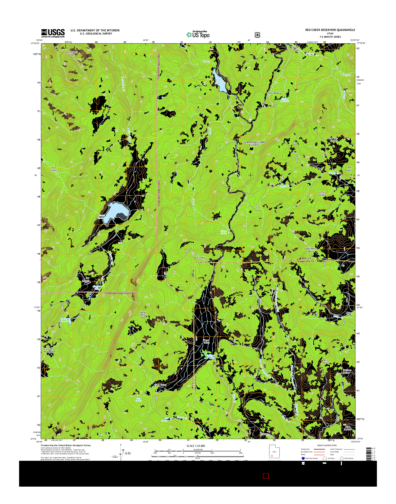 USGS US TOPO 7.5-MINUTE MAP FOR RED CREEK RESERVOIR, UT 2014