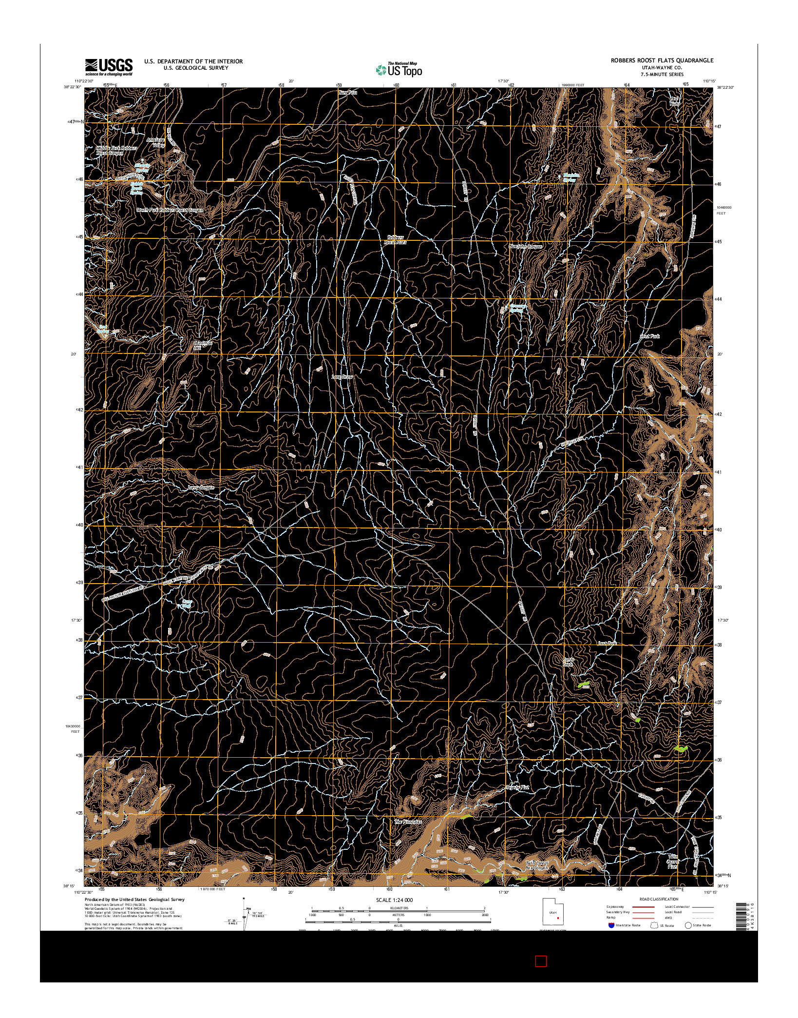 USGS US TOPO 7.5-MINUTE MAP FOR ROBBERS ROOST FLATS, UT 2014