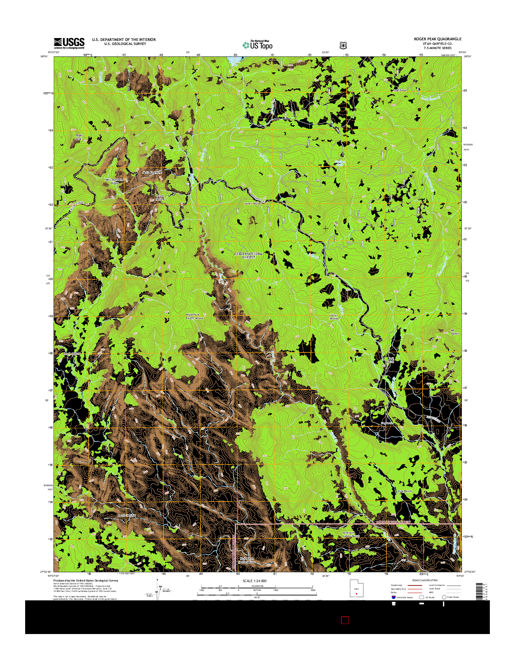 USGS US TOPO 7.5-MINUTE MAP FOR ROGER PEAK, UT 2014