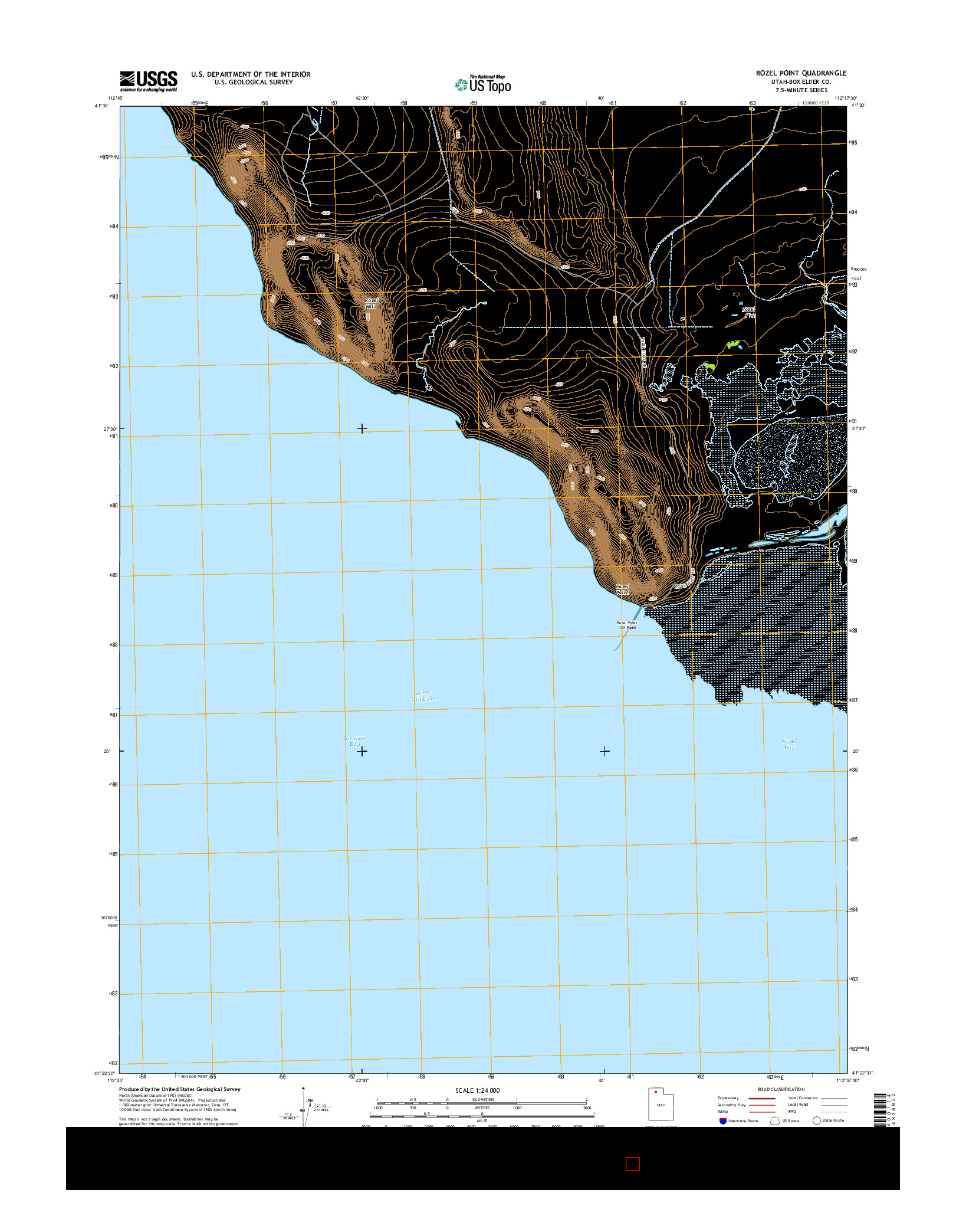 USGS US TOPO 7.5-MINUTE MAP FOR ROZEL POINT, UT 2014