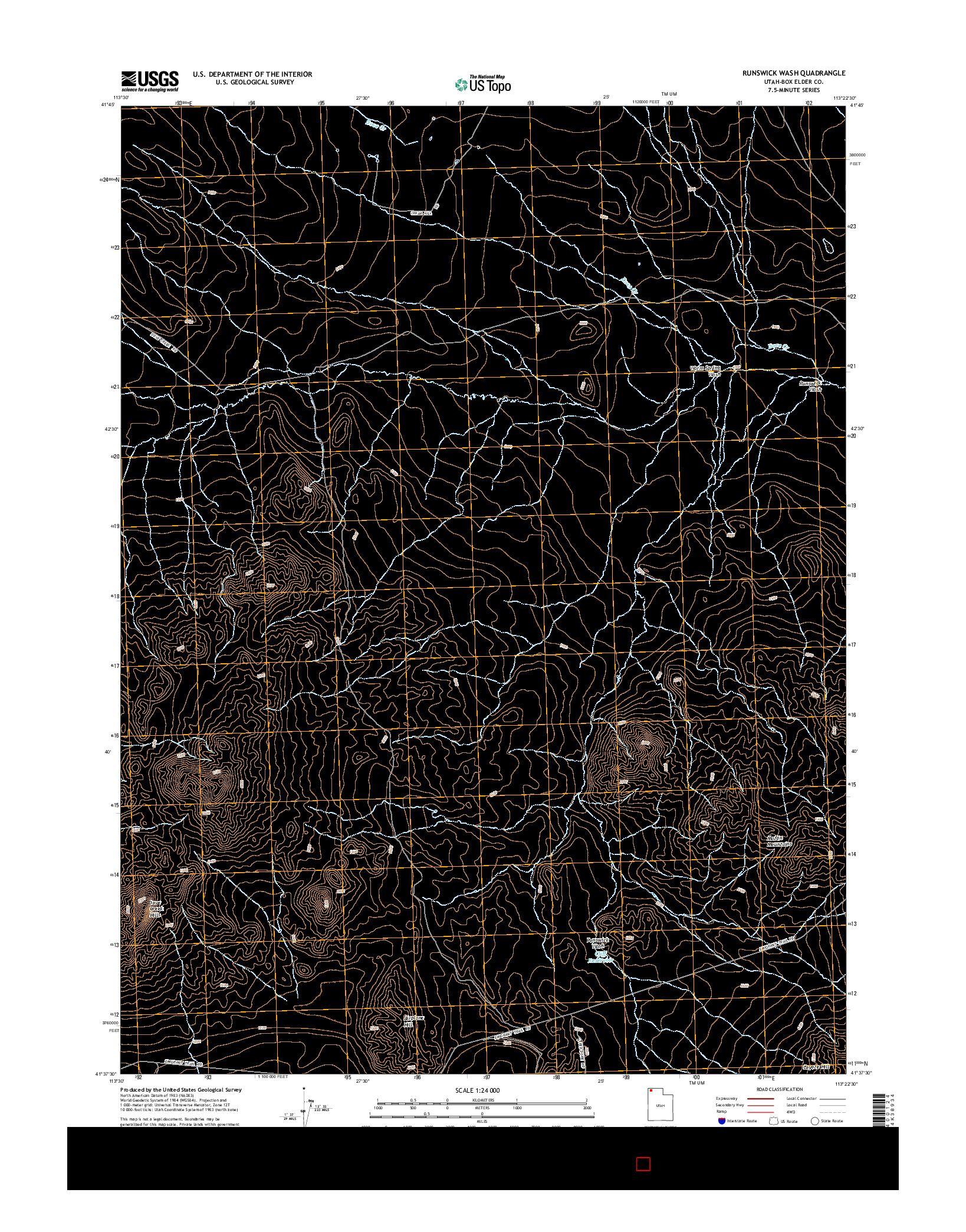 USGS US TOPO 7.5-MINUTE MAP FOR RUNSWICK WASH, UT 2014