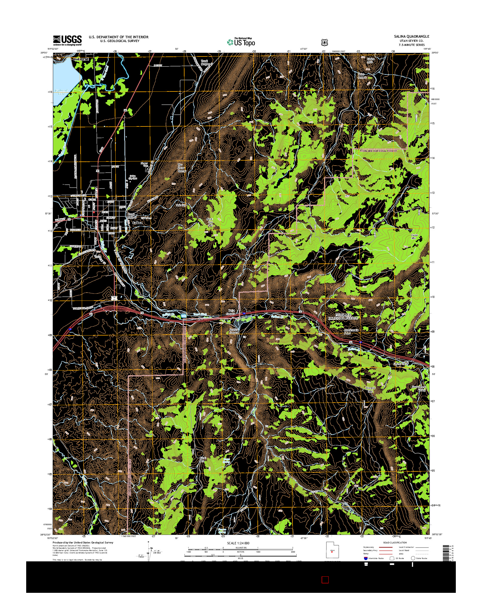 USGS US TOPO 7.5-MINUTE MAP FOR SALINA, UT 2014