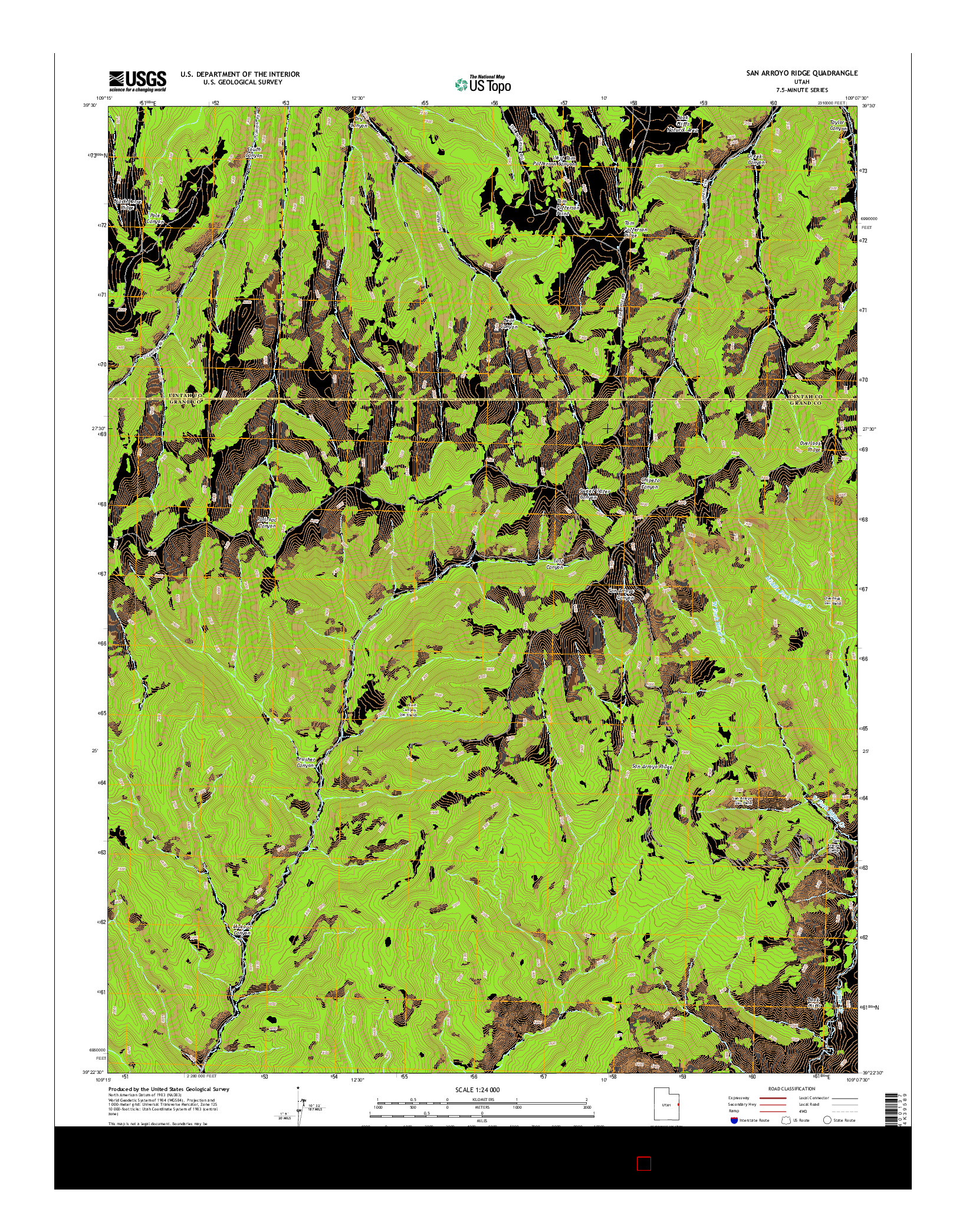 USGS US TOPO 7.5-MINUTE MAP FOR SAN ARROYO RIDGE, UT 2014