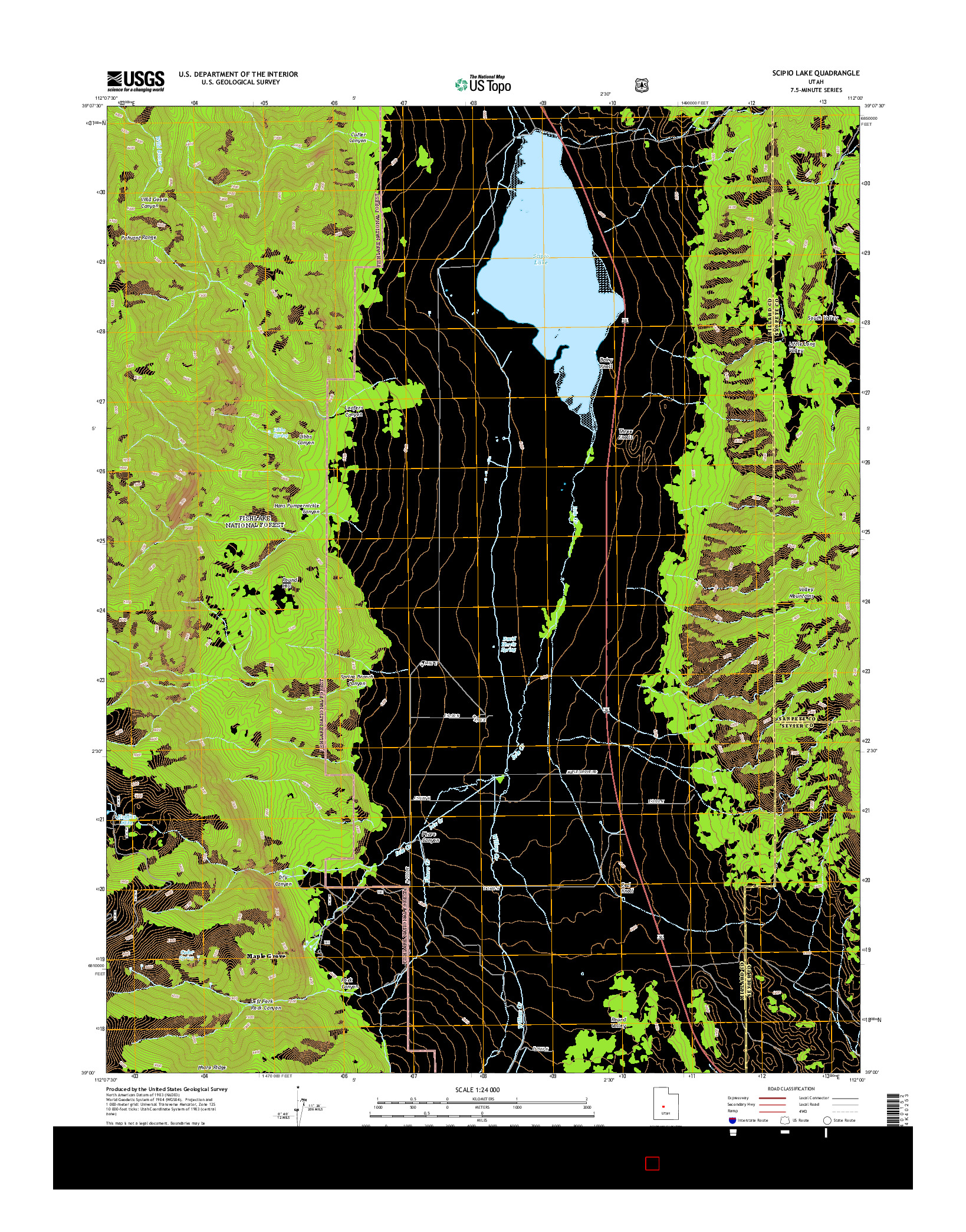 USGS US TOPO 7.5-MINUTE MAP FOR SCIPIO LAKE, UT 2014