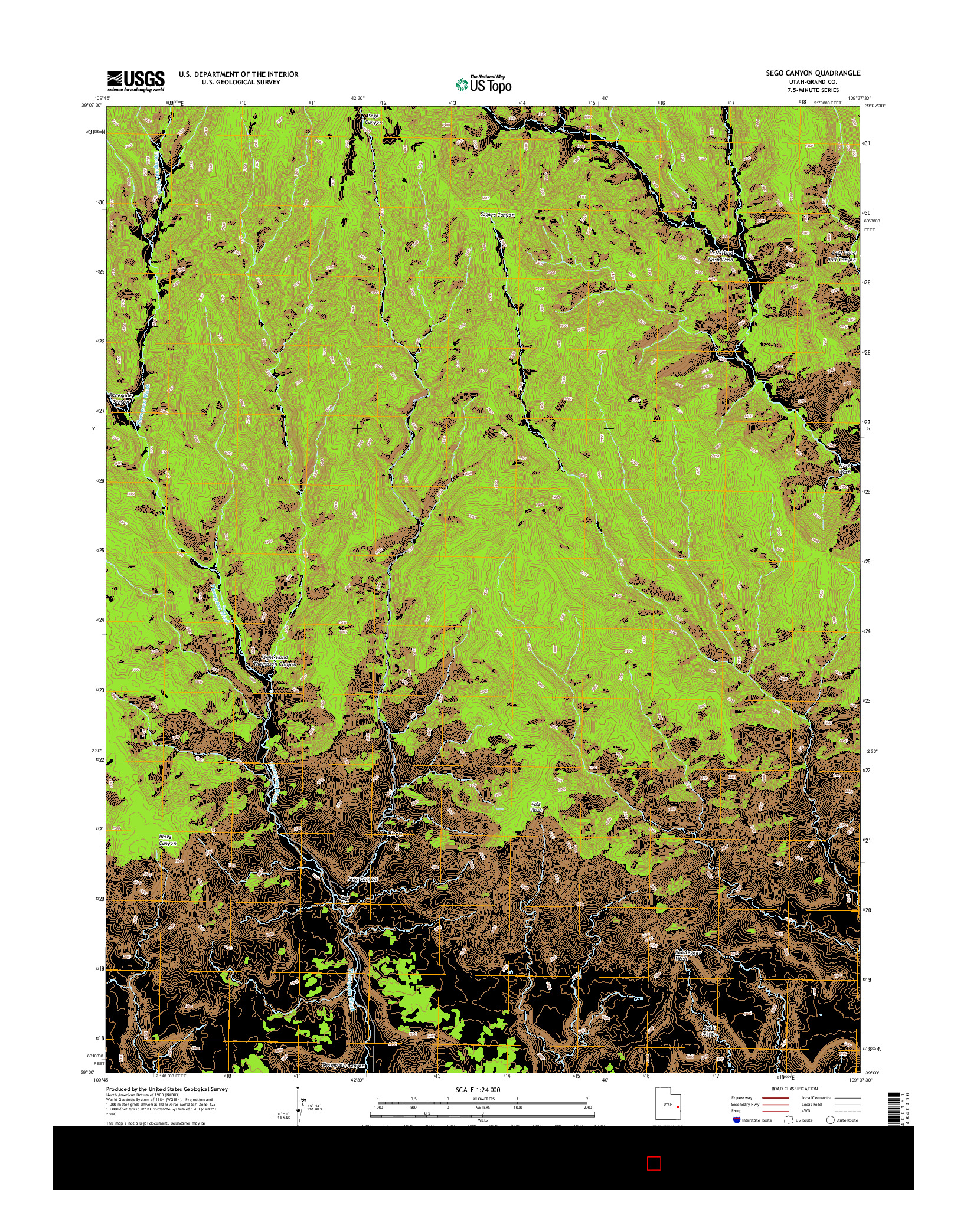 USGS US TOPO 7.5-MINUTE MAP FOR SEGO CANYON, UT 2014