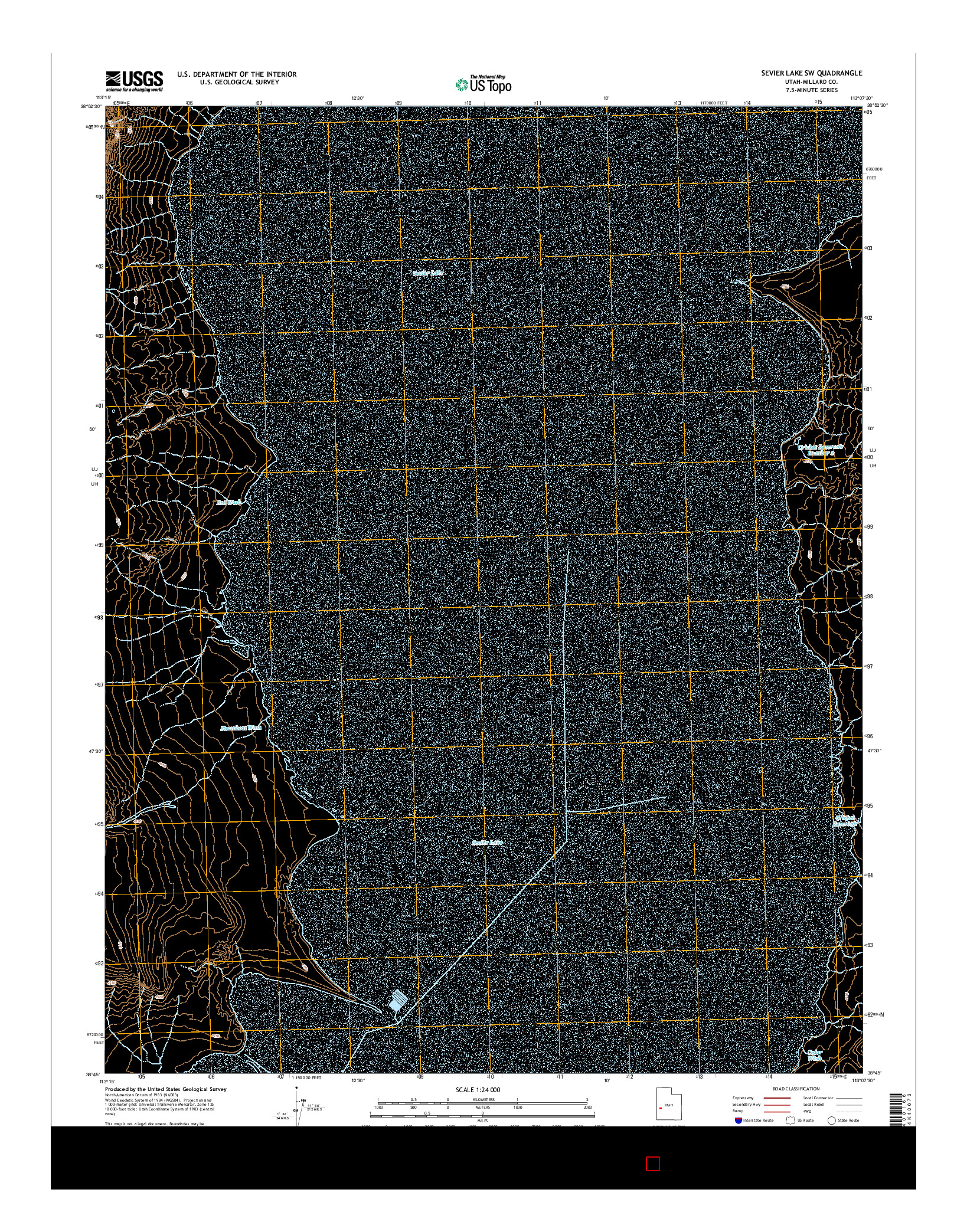 USGS US TOPO 7.5-MINUTE MAP FOR SEVIER LAKE SW, UT 2014