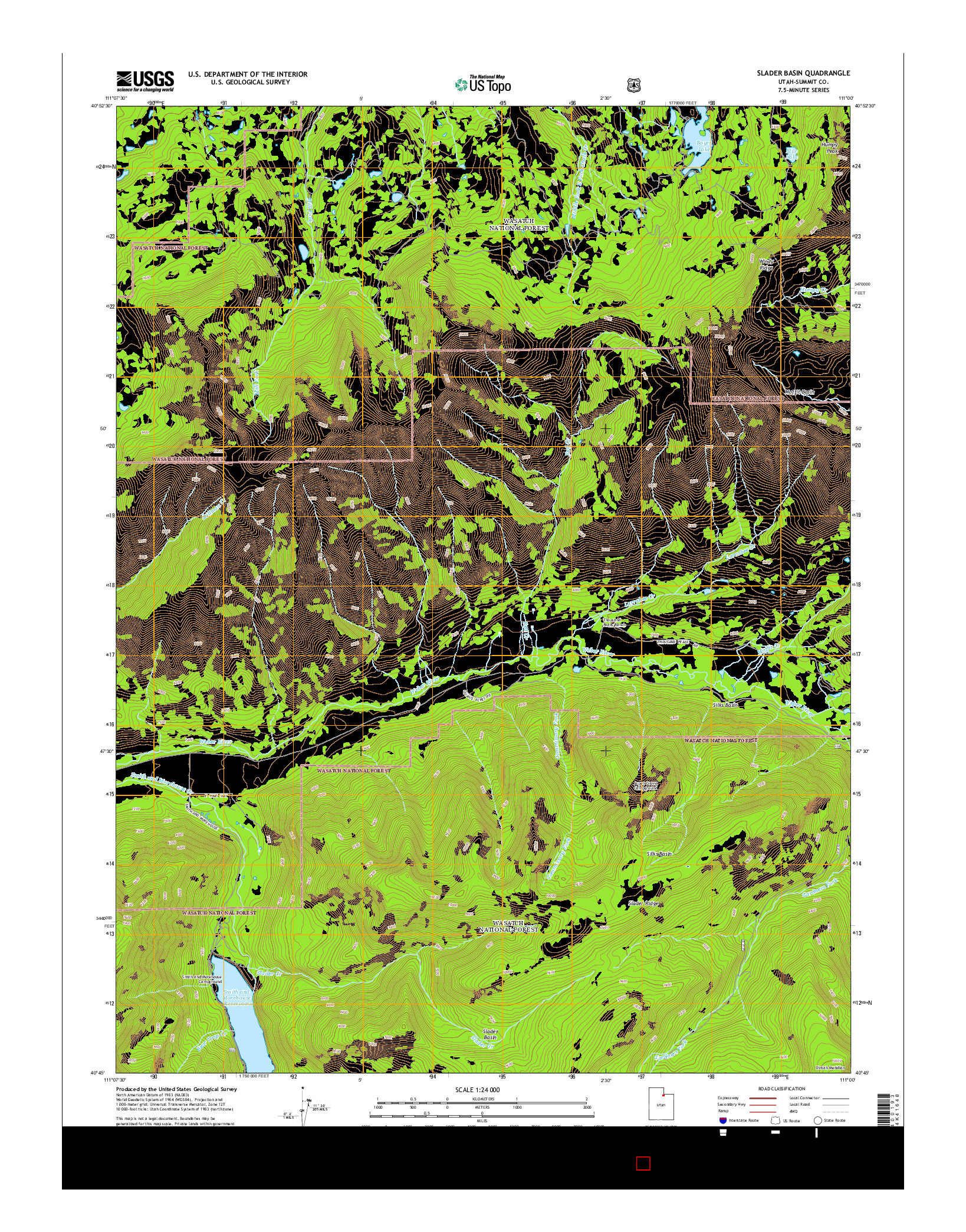USGS US TOPO 7.5-MINUTE MAP FOR SLADER BASIN, UT 2014
