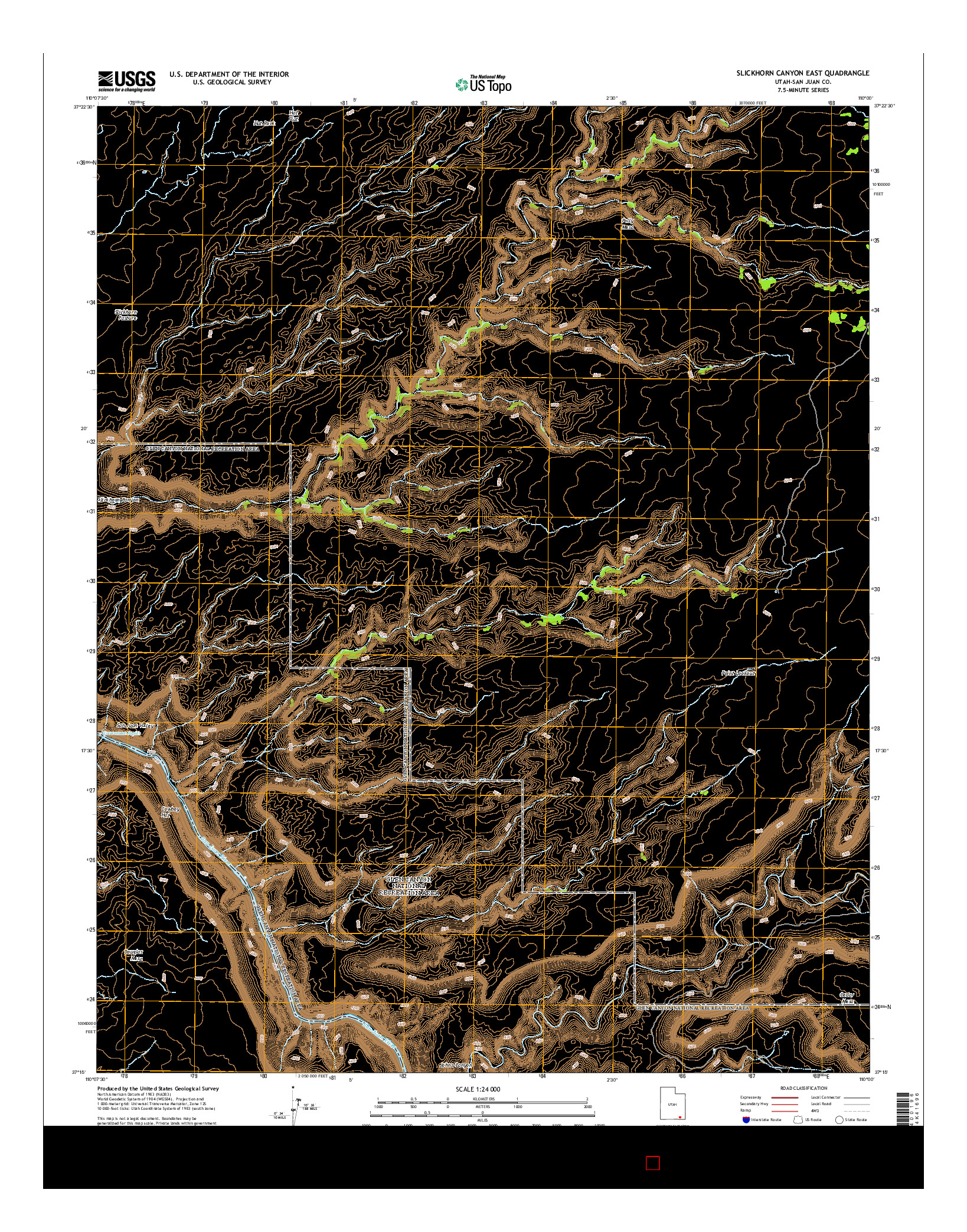 USGS US TOPO 7.5-MINUTE MAP FOR SLICKHORN CANYON EAST, UT 2014