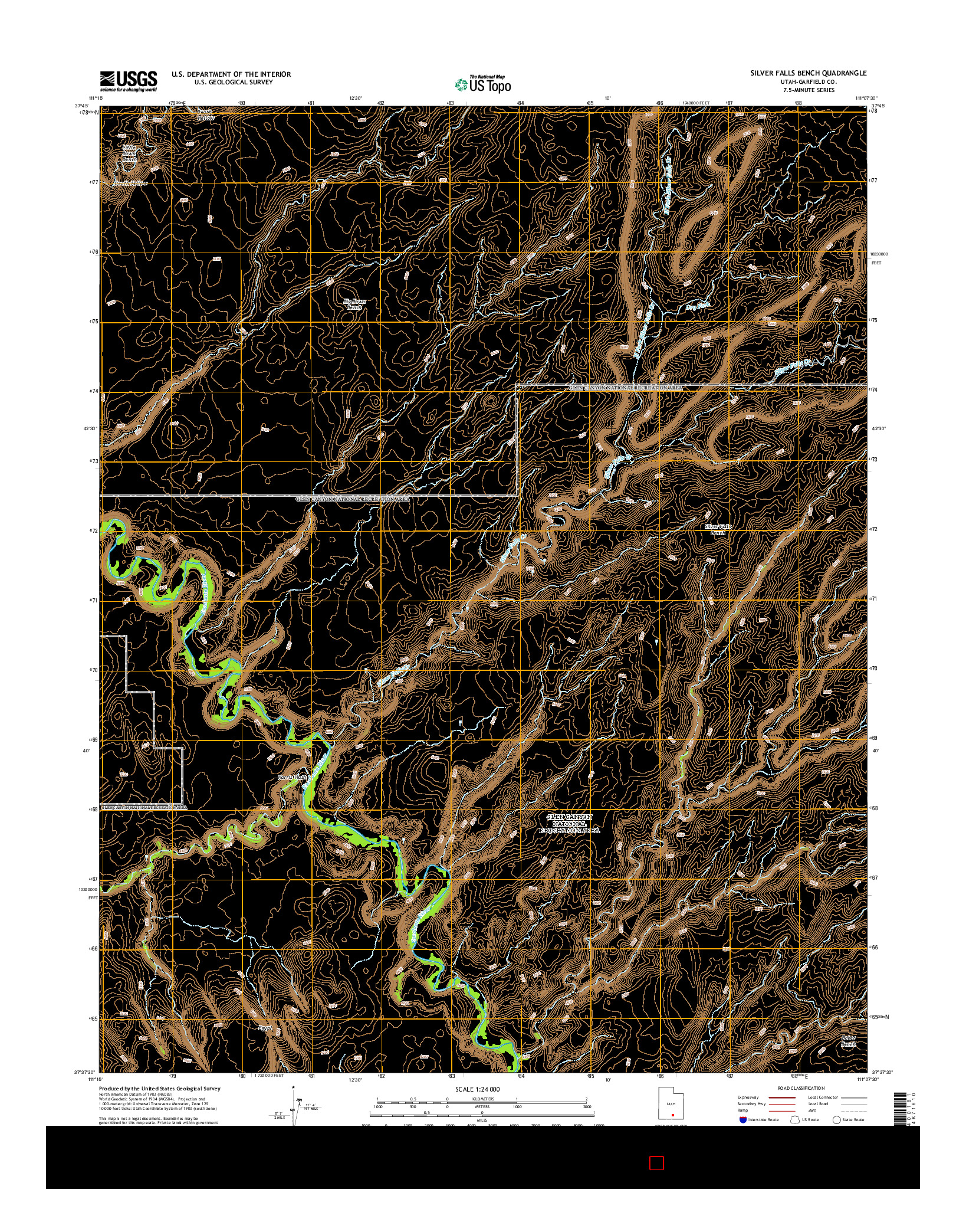 USGS US TOPO 7.5-MINUTE MAP FOR SILVER FALLS BENCH, UT 2014