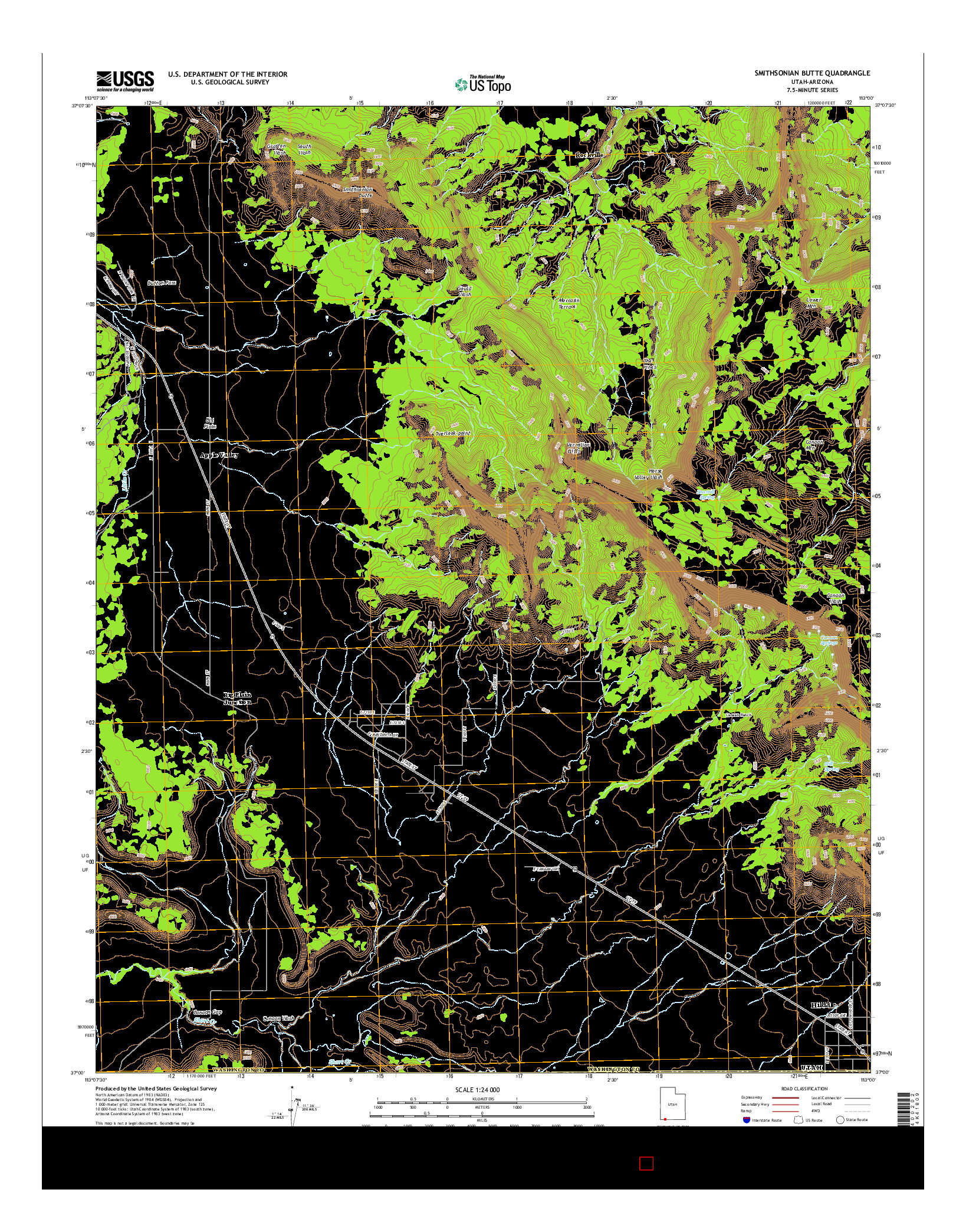 USGS US TOPO 7.5-MINUTE MAP FOR SMITHSONIAN BUTTE, UT-AZ 2014
