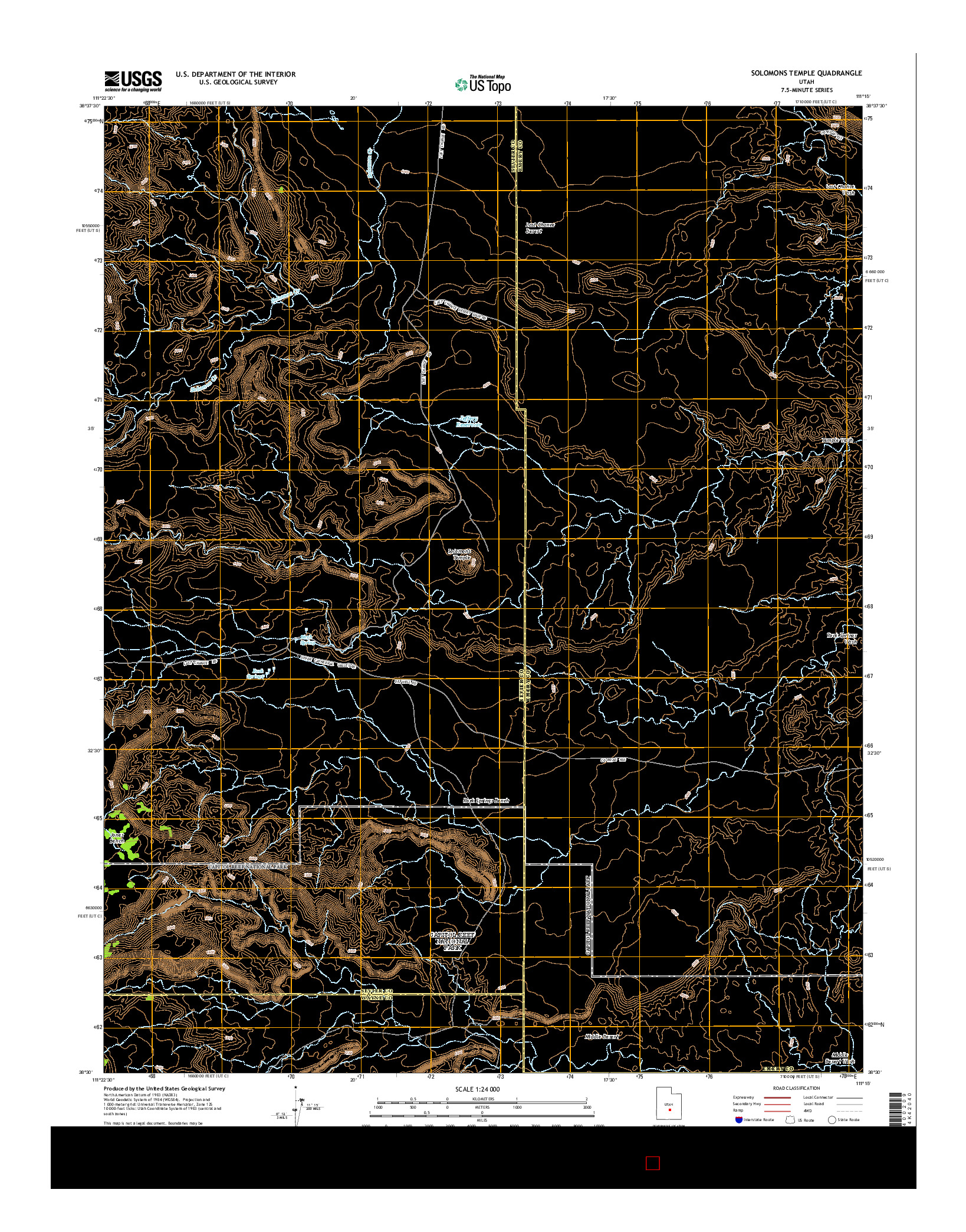 USGS US TOPO 7.5-MINUTE MAP FOR SOLOMONS TEMPLE, UT 2014