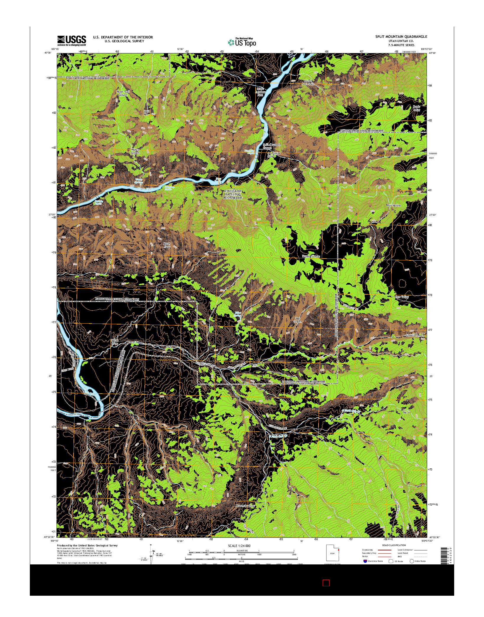 USGS US TOPO 7.5-MINUTE MAP FOR SPLIT MOUNTAIN, UT 2014
