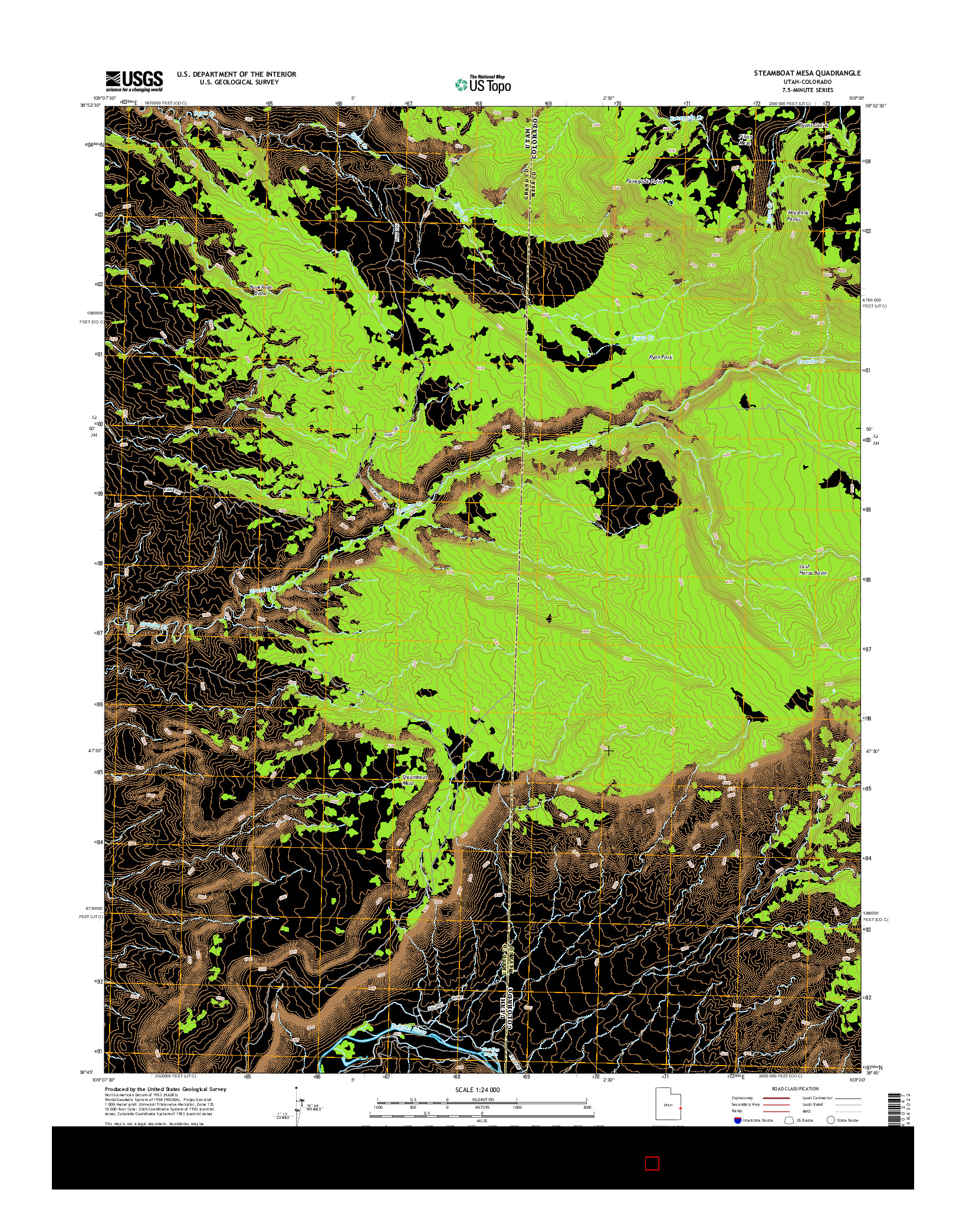 USGS US TOPO 7.5-MINUTE MAP FOR STEAMBOAT MESA, UT-CO 2014