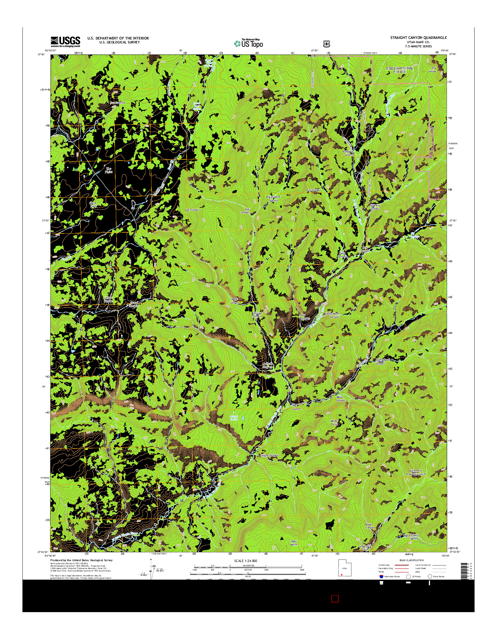 USGS US TOPO 7.5-MINUTE MAP FOR STRAIGHT CANYON, UT 2014