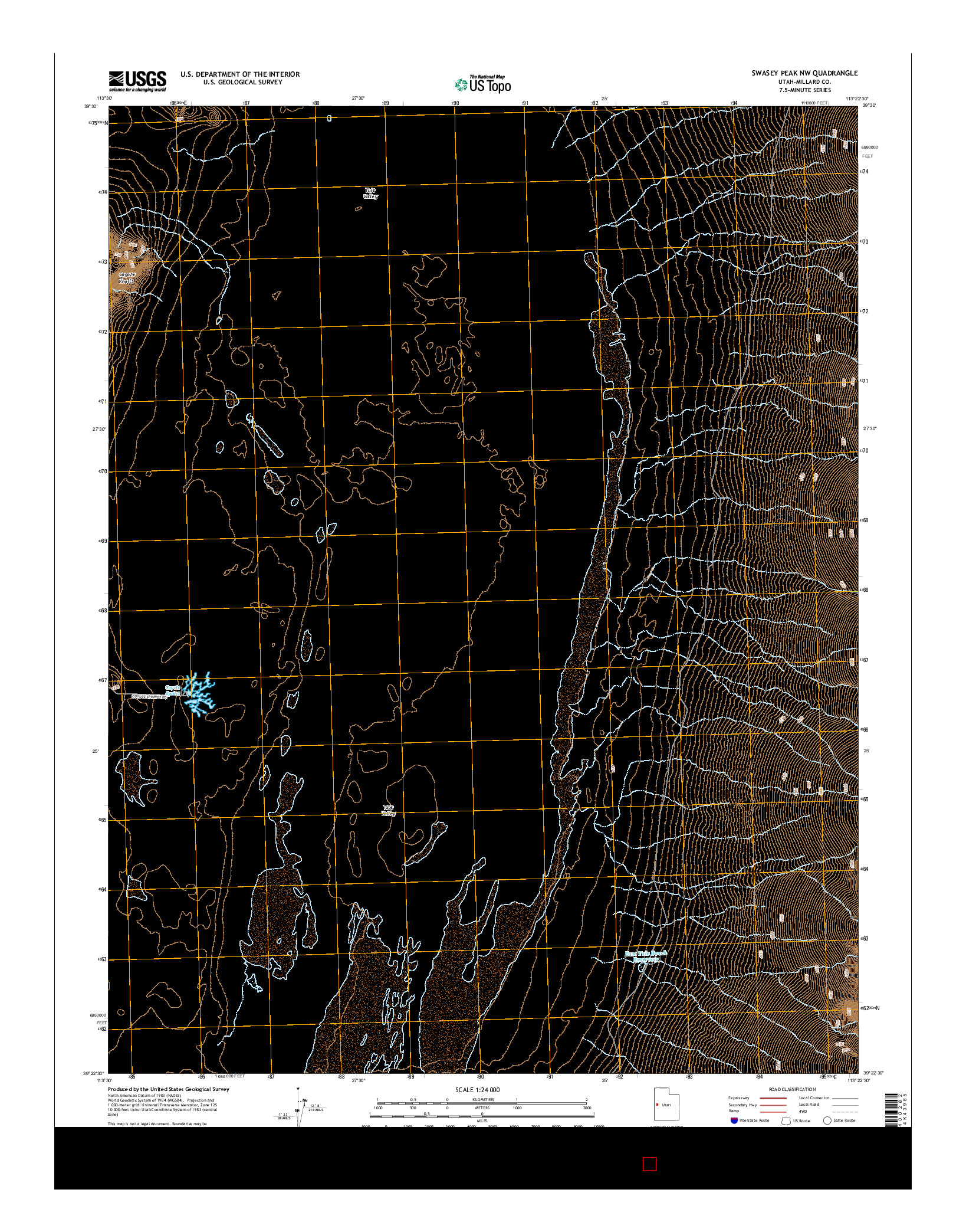 USGS US TOPO 7.5-MINUTE MAP FOR SWASEY PEAK NW, UT 2014