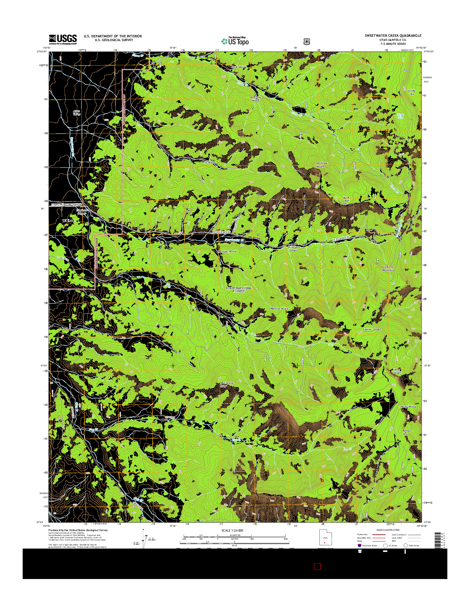 USGS US TOPO 7.5-MINUTE MAP FOR SWEETWATER CREEK, UT 2014
