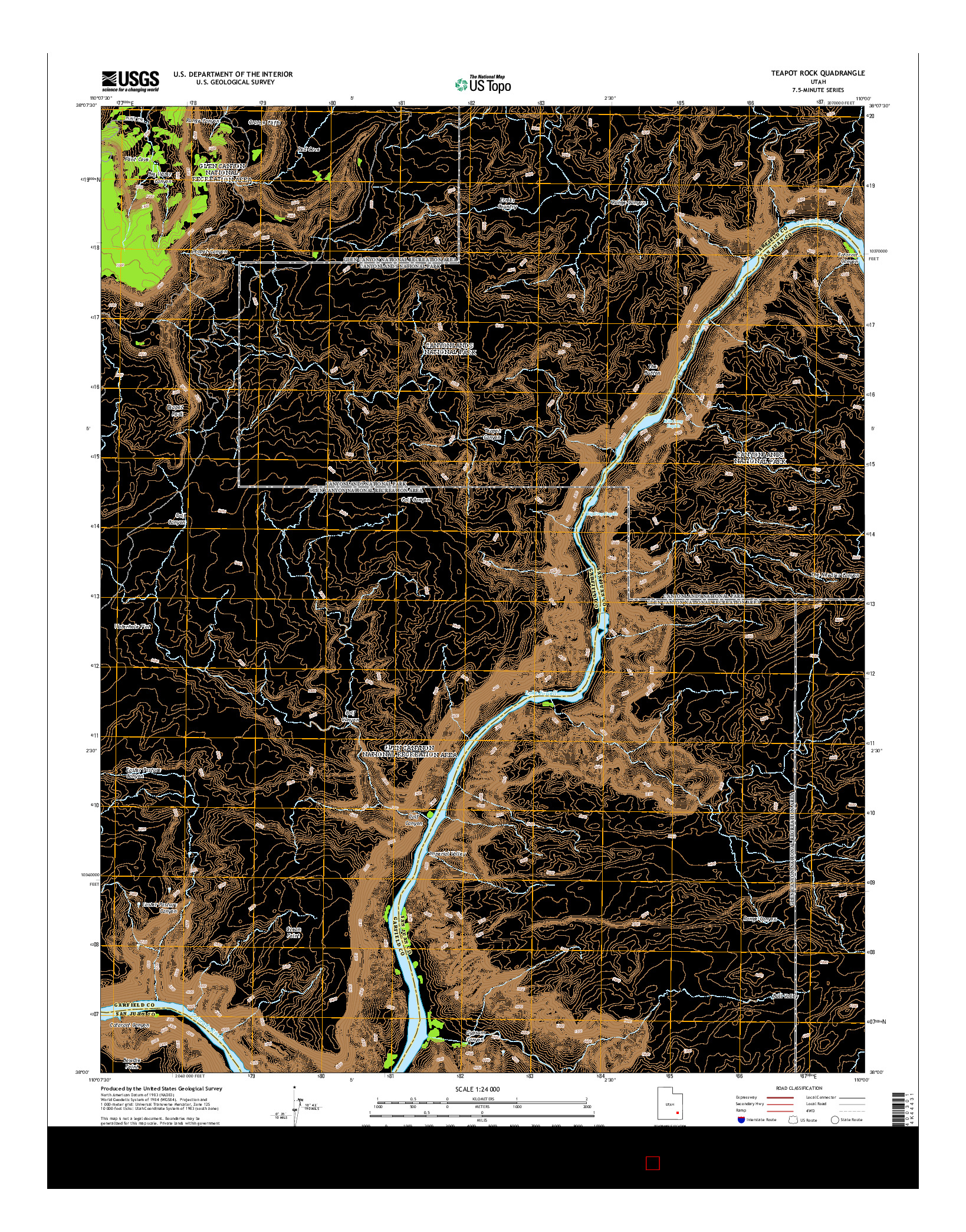 USGS US TOPO 7.5-MINUTE MAP FOR TEAPOT ROCK, UT 2014