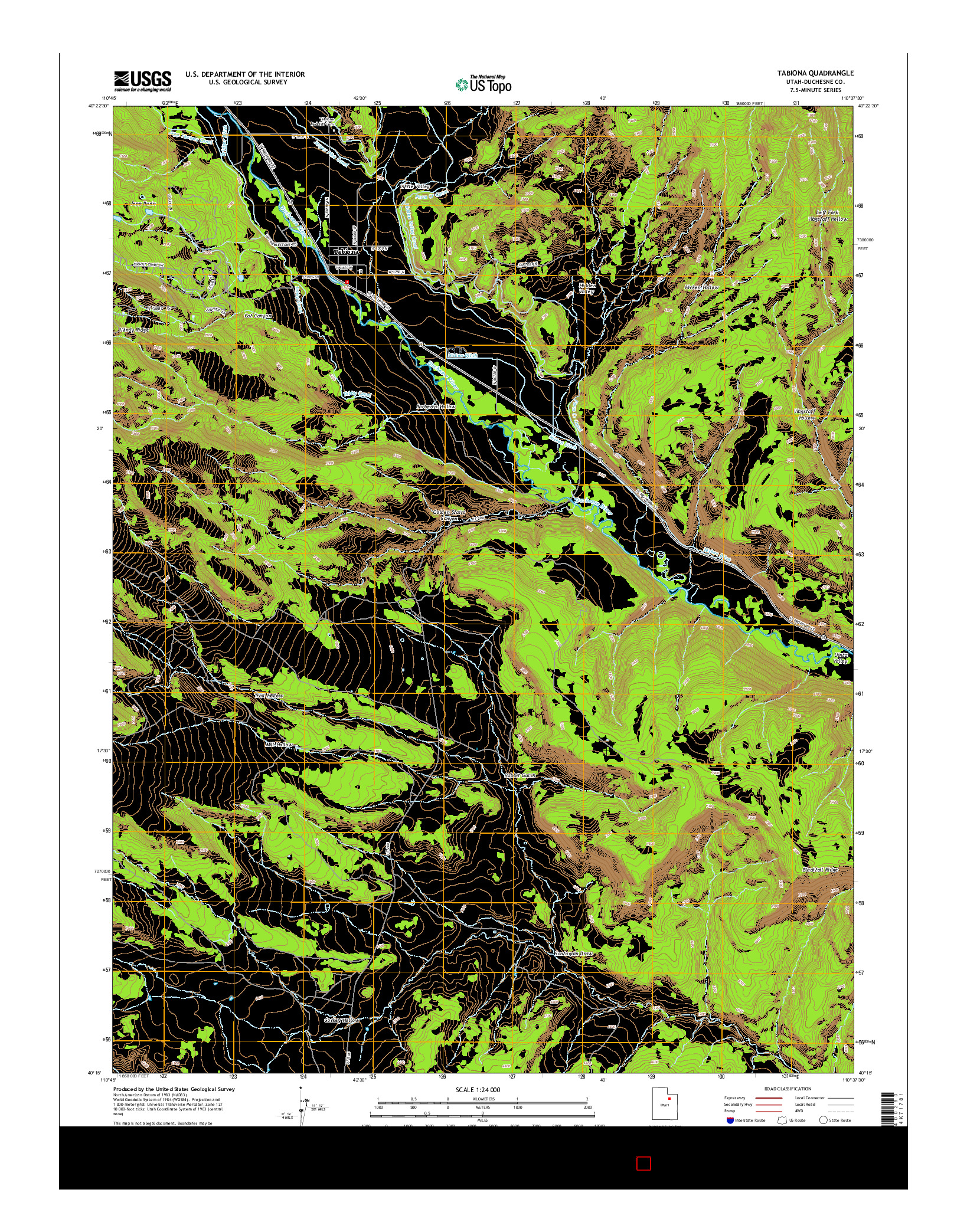 USGS US TOPO 7.5-MINUTE MAP FOR TABIONA, UT 2014