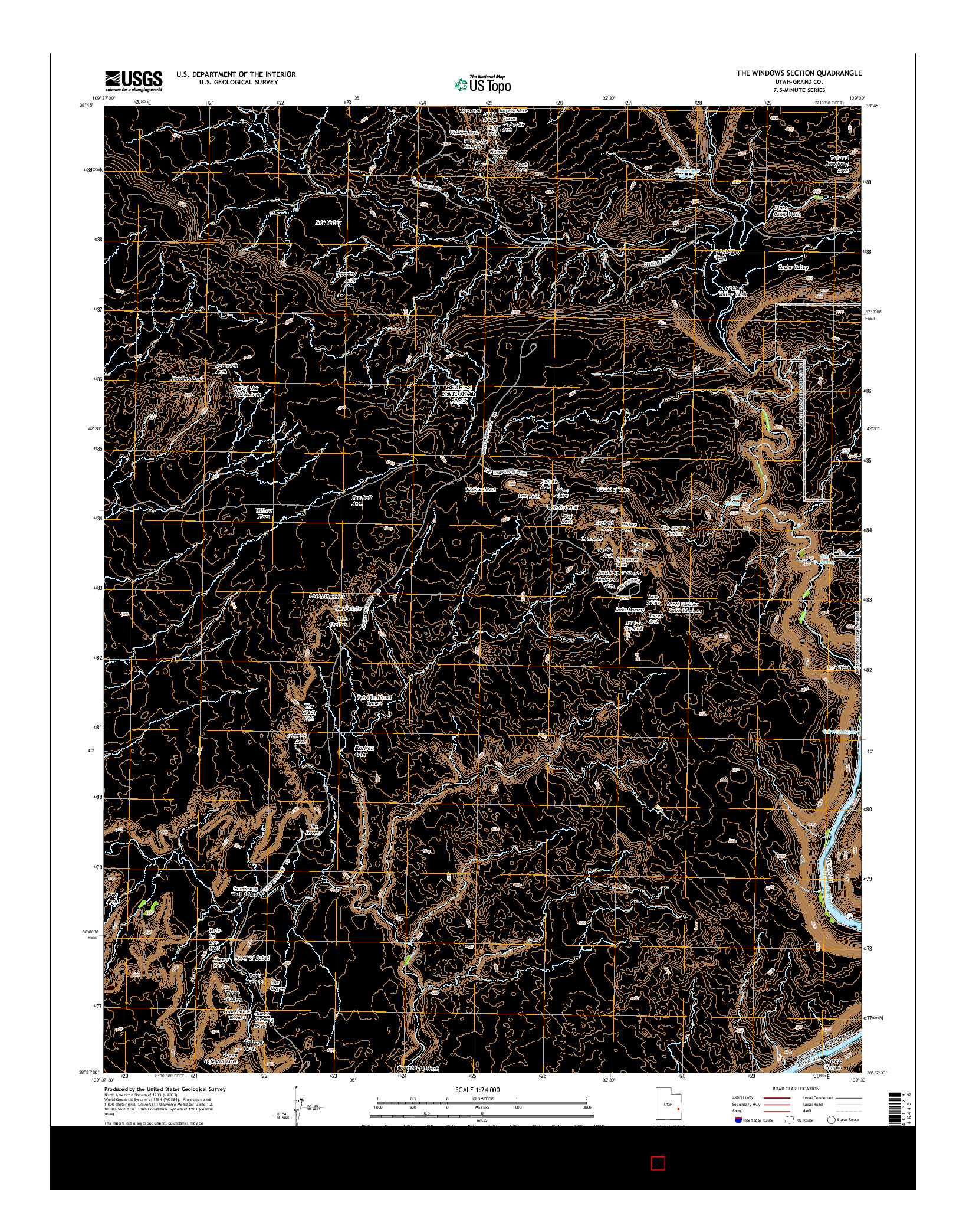 USGS US TOPO 7.5-MINUTE MAP FOR THE WINDOWS SECTION, UT 2014