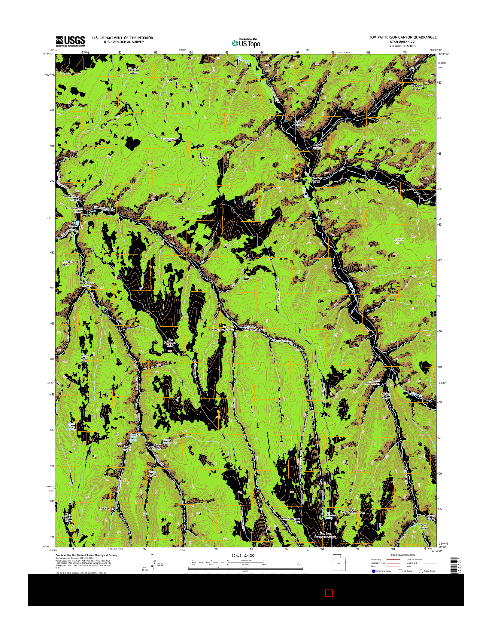 USGS US TOPO 7.5-MINUTE MAP FOR TOM PATTERSON CANYON, UT 2014
