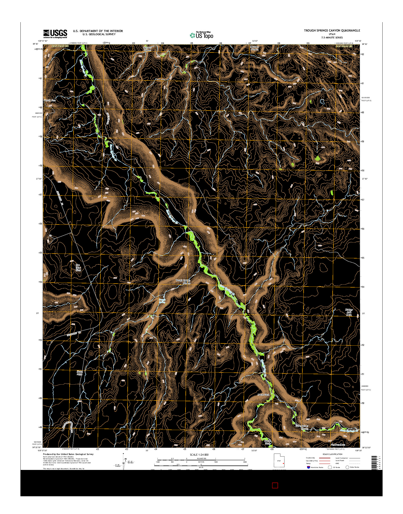 USGS US TOPO 7.5-MINUTE MAP FOR TROUGH SPRINGS CANYON, UT 2014
